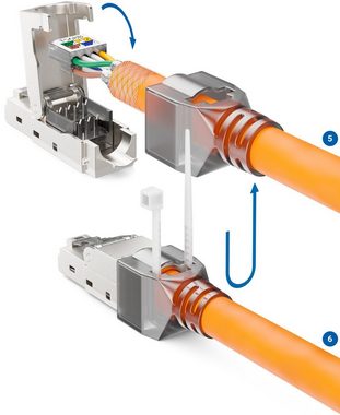 deleyCON deleyCON 2x CAT6a Werkzeugloser RJ45 Netzwerkstecker 10Gbit/s Stecker Netzwerk-Adapter