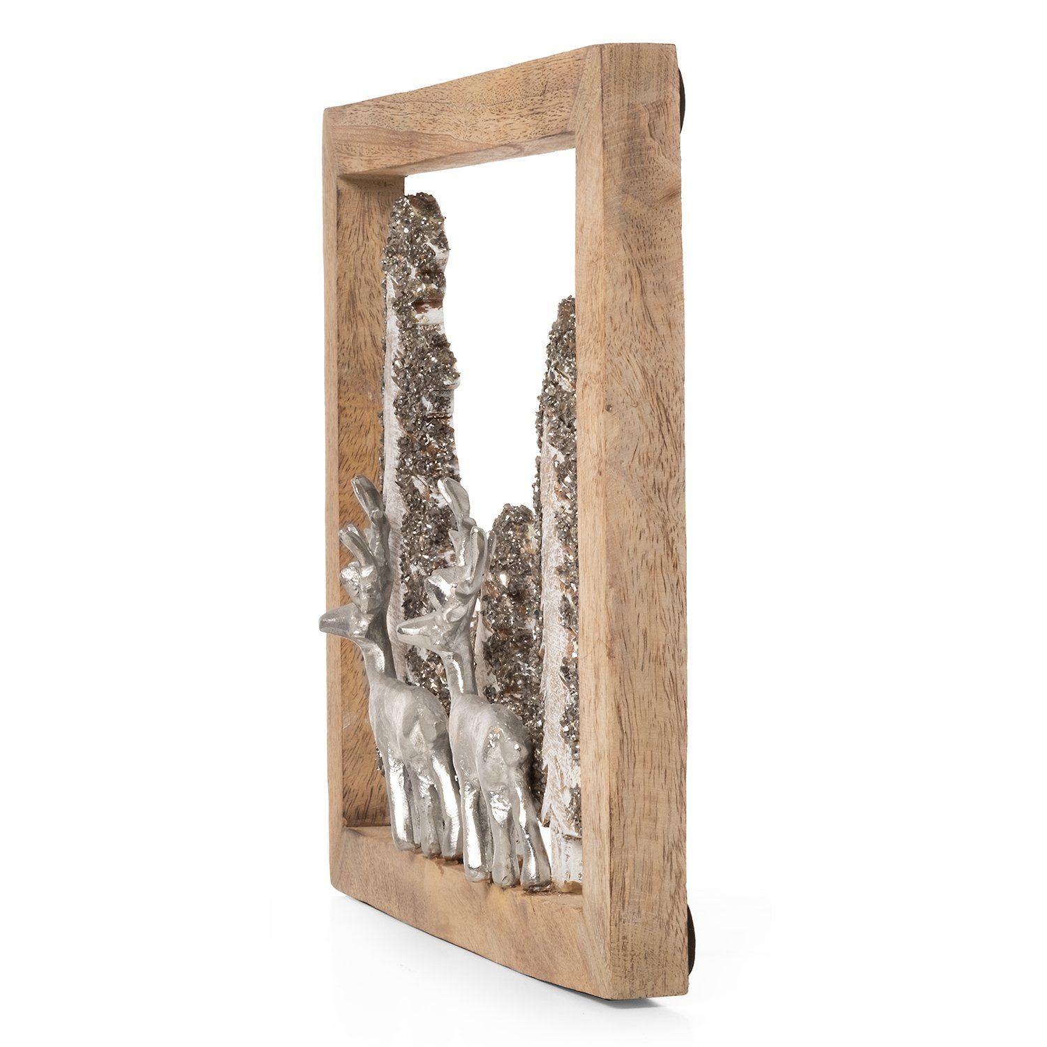 Fensterdeko, Rahmen, Holz, Rentiere Weihnachtsdeko Skulptur Holzdeko, 30 Tischdeko, Wald im cm im Moritz Wanddeko,