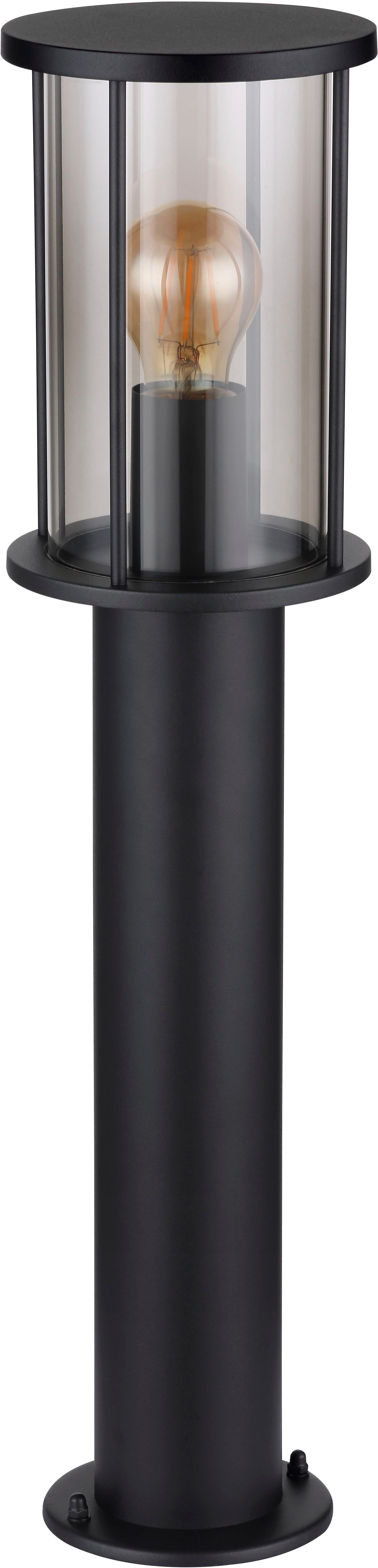 GLOBO LIGHTING Außen-Stehlampe GRACEY, ohne Leuchtmittel, Außenleuchte Edelstahl schwarz, Rauchglas, IP54, E27