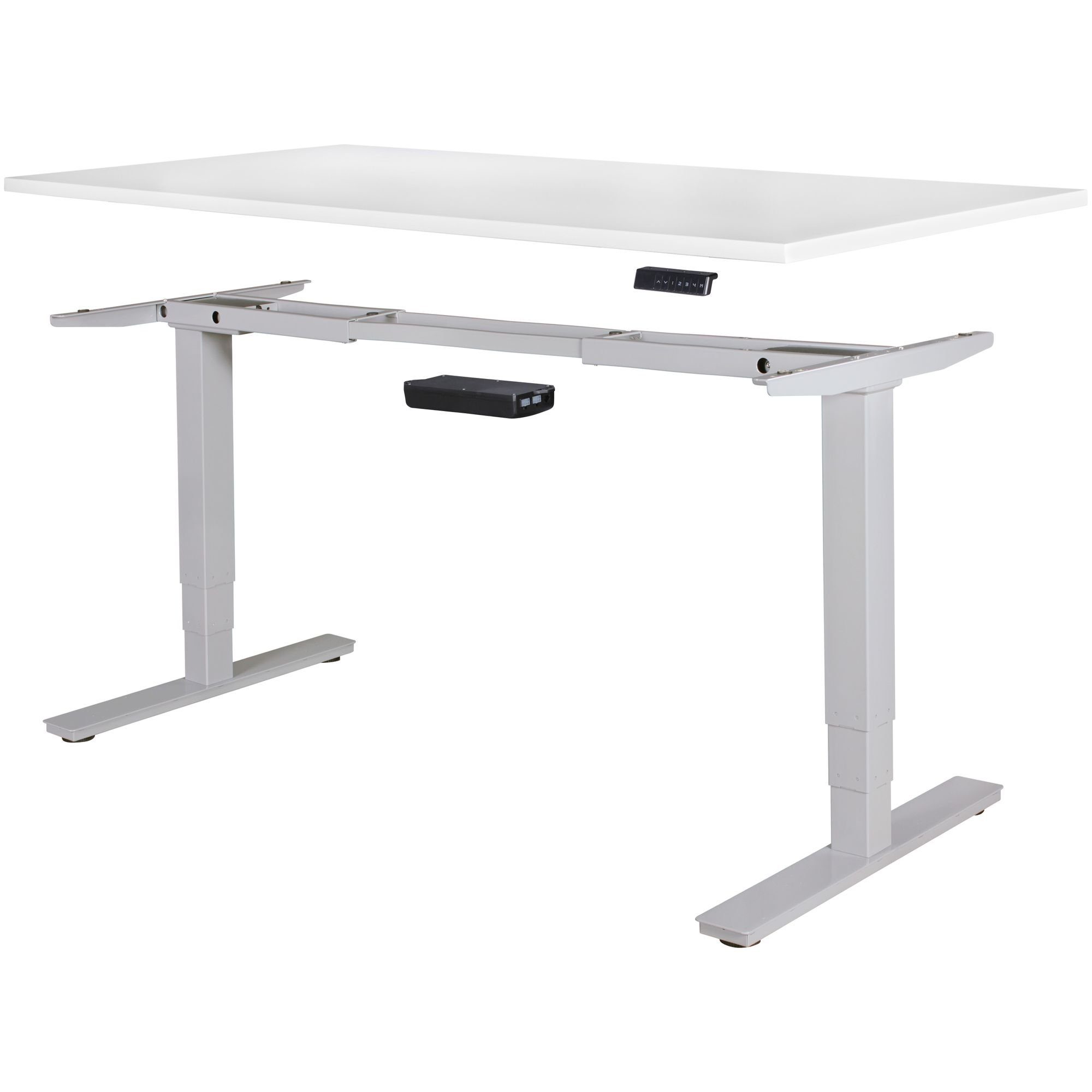 KADIMA Tischgestell DESIGN Silber im - Stehen/Sitzen Schreibtischgestell Elektrisches Ergonomisch