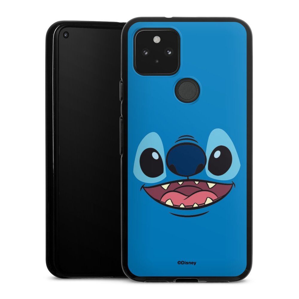 DeinDesign Handyhülle Lilo & Stitch Disney Offizielles Lizenzprodukt Stitch Closeup, Google Pixel 5 Silikon Hülle Bumper Case Handy Schutzhülle