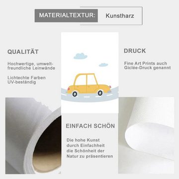 TPFLiving Kunstdruck (OHNE RAHMEN) Poster - Leinwand - Wandbild, Autos für Kinderzimmer - (Mädchenzimmer, Babyzimmer, Jungenzimmer, Kindergarten), Farben: Pastel, gelb, grün, blau - Größe: 10x15cm