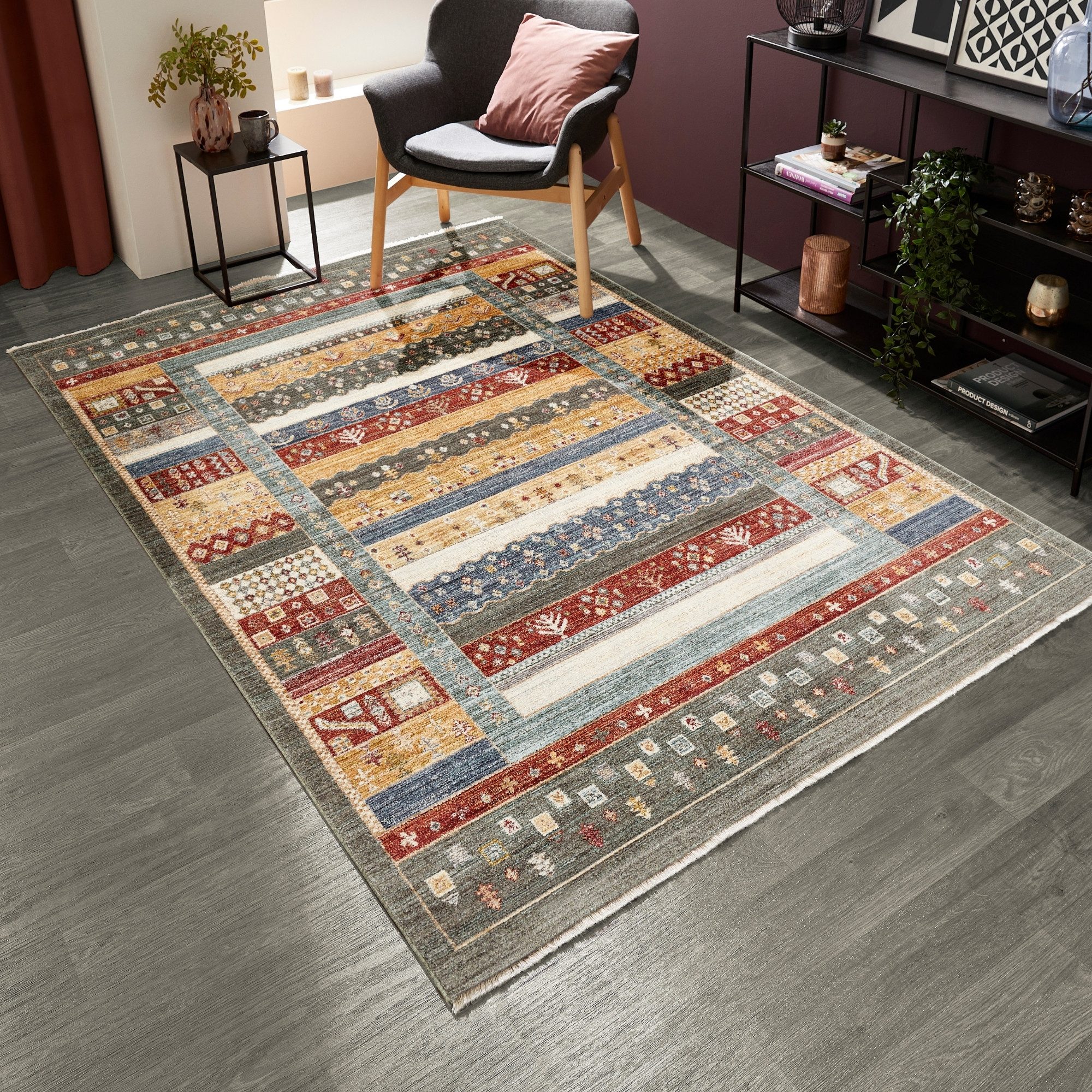 LUXOR living Teppich Rocco, rechteckig, Höhe: 11 mm, Vintage-Look, verschiedene Designs, mit Fransen, Wohnzimmer