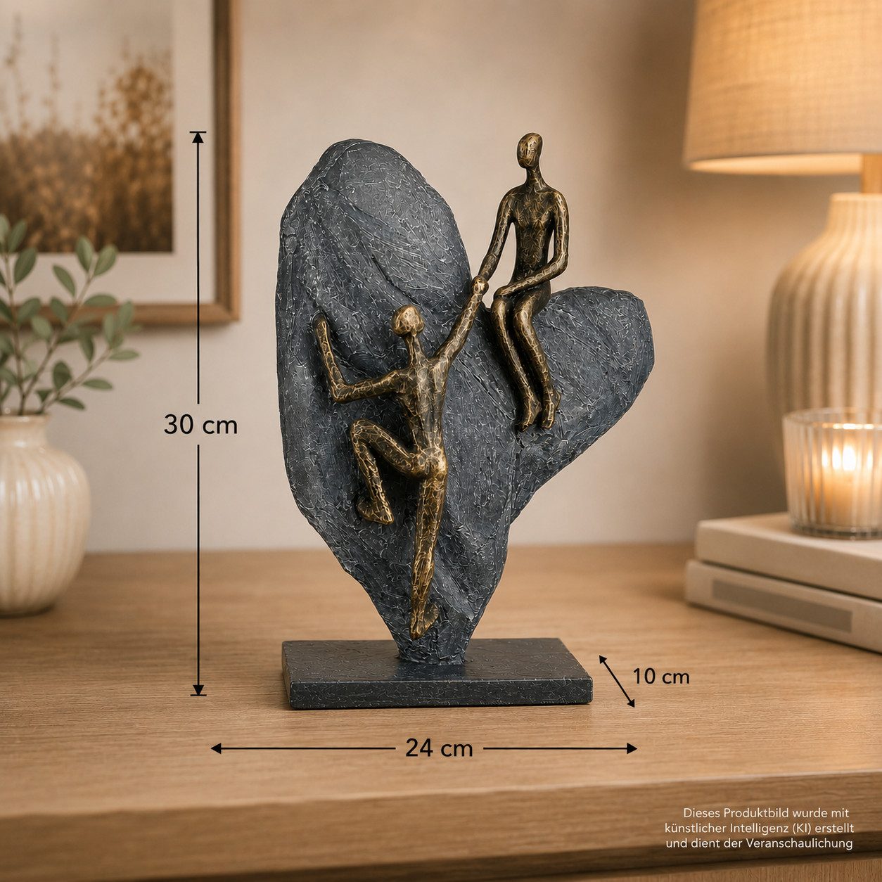 Brillibrum Skulptur Herz Skulptur aus Kunstharz mit Gravur als Geschenk für Hochzeit Liebe