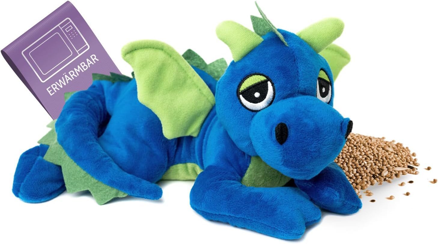 Habibi Plush Wärmekissen Habibi Plush Wärmetier Stofftier 1861 Glücksdrache blau
