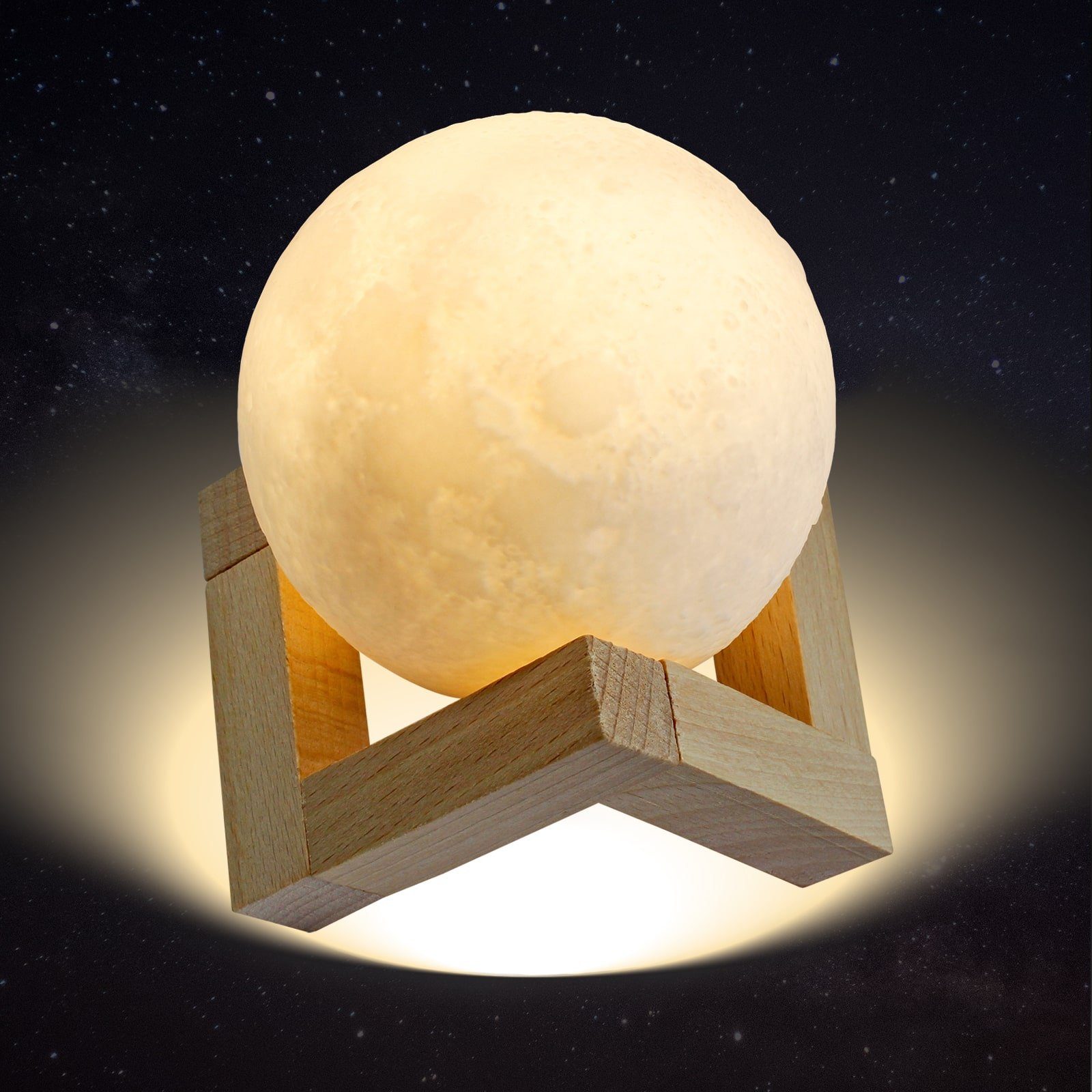 Dimmbar, mit Schwebend 3D Mondlicht, einstellbar, Farbwechsel, Warmweiß, LED, Farbmodi, Kaltweiß, Nachtlicht Lichtfarbe Mondlampe EAXUS LED Nachttischlampe Mondleuchte Tischleuchte, 3