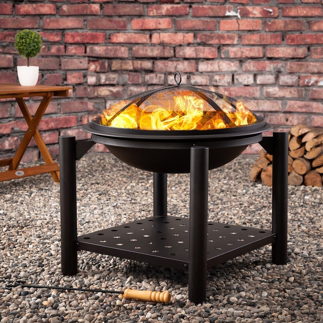 Gardebruk Feuerschale, Feuerkorb Garten mit Funkenschutz Schürhaken Ø55cm R günstig online kaufen