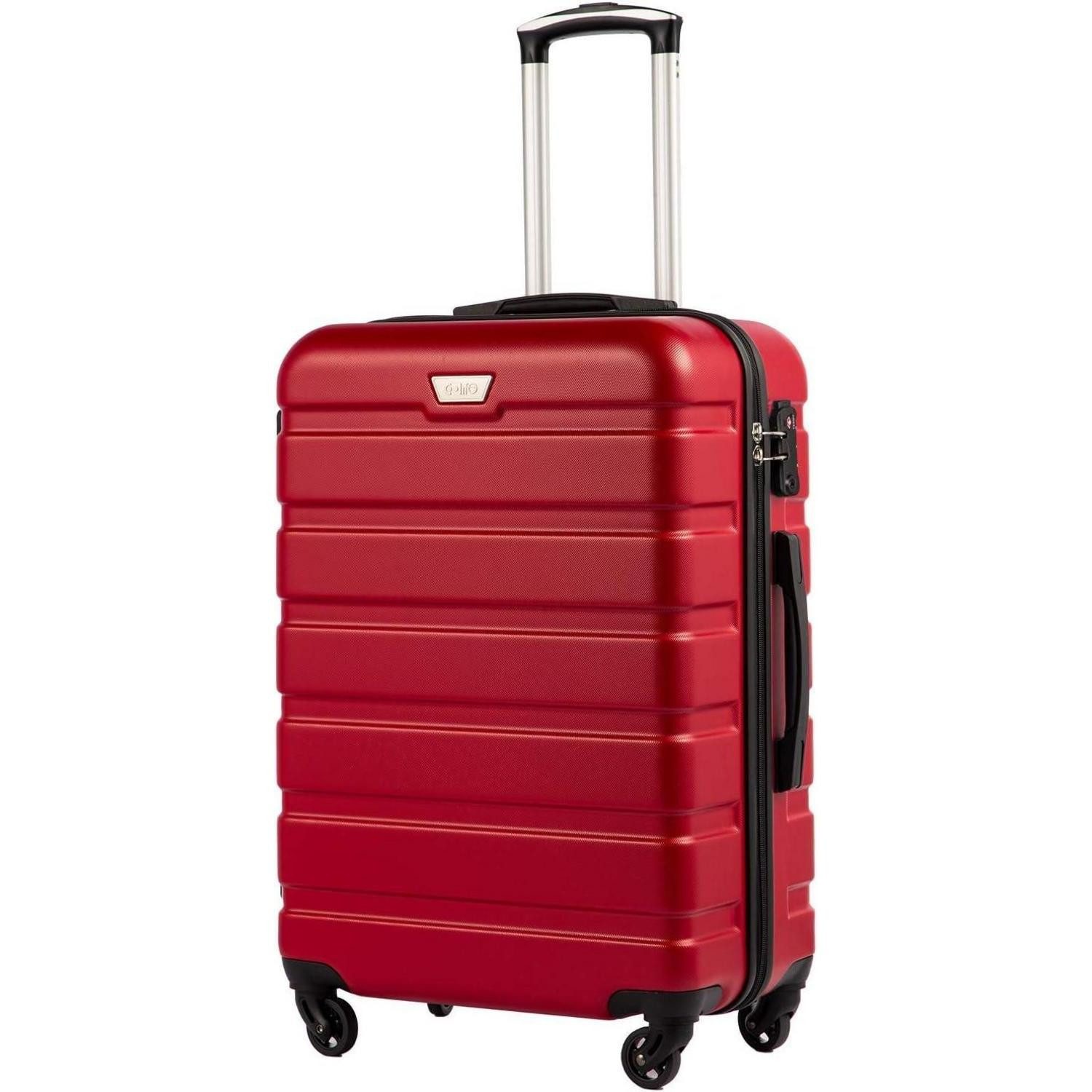 Hartschalen-Trolley Premium Hartschalenkoffer Handgepäck TSA-Schloss 4 Rollen Spinell Rot