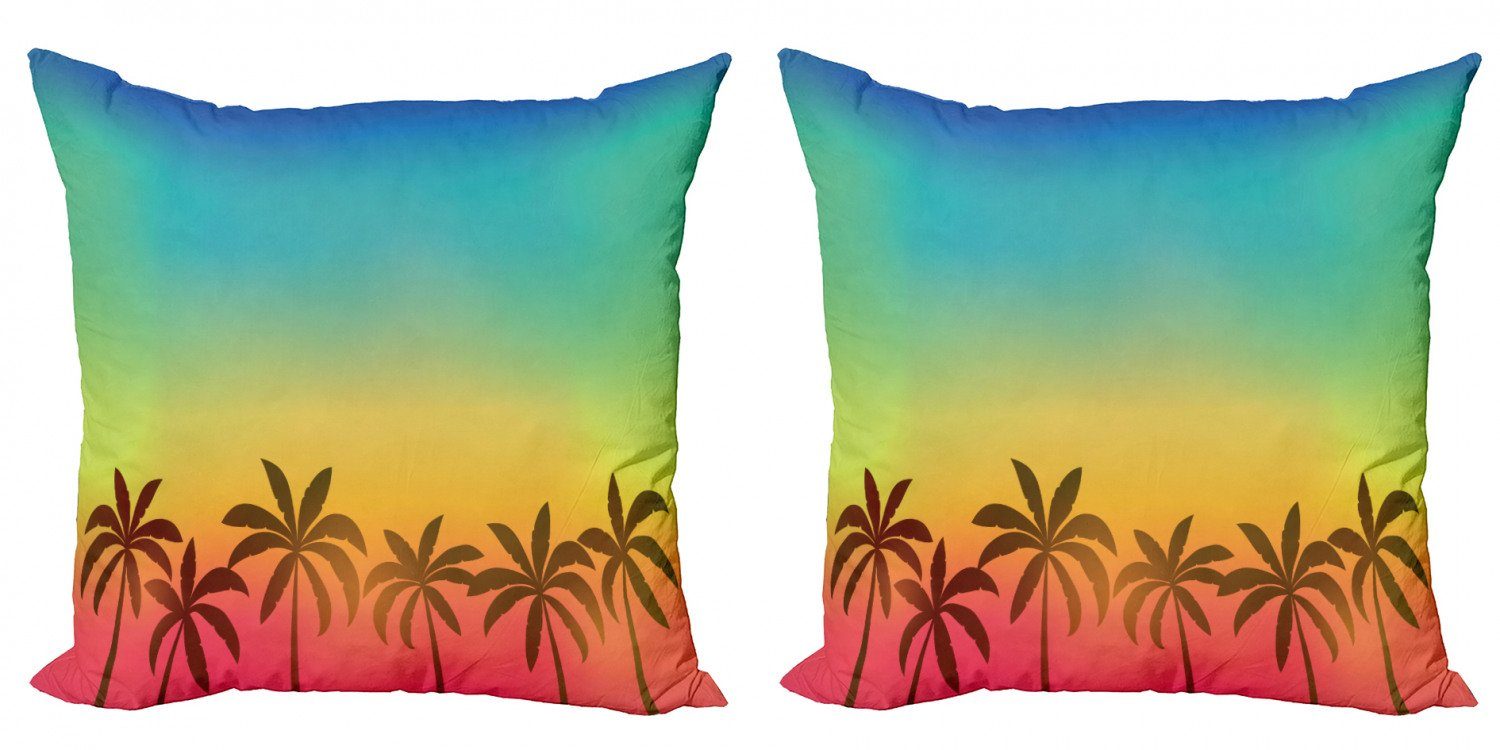 Kissenbezüge Modern Accent Doppelseitiger Digitaldruck, Abakuhaus (2 Stück), Tropisch Palm Tree Tops auf der Insel