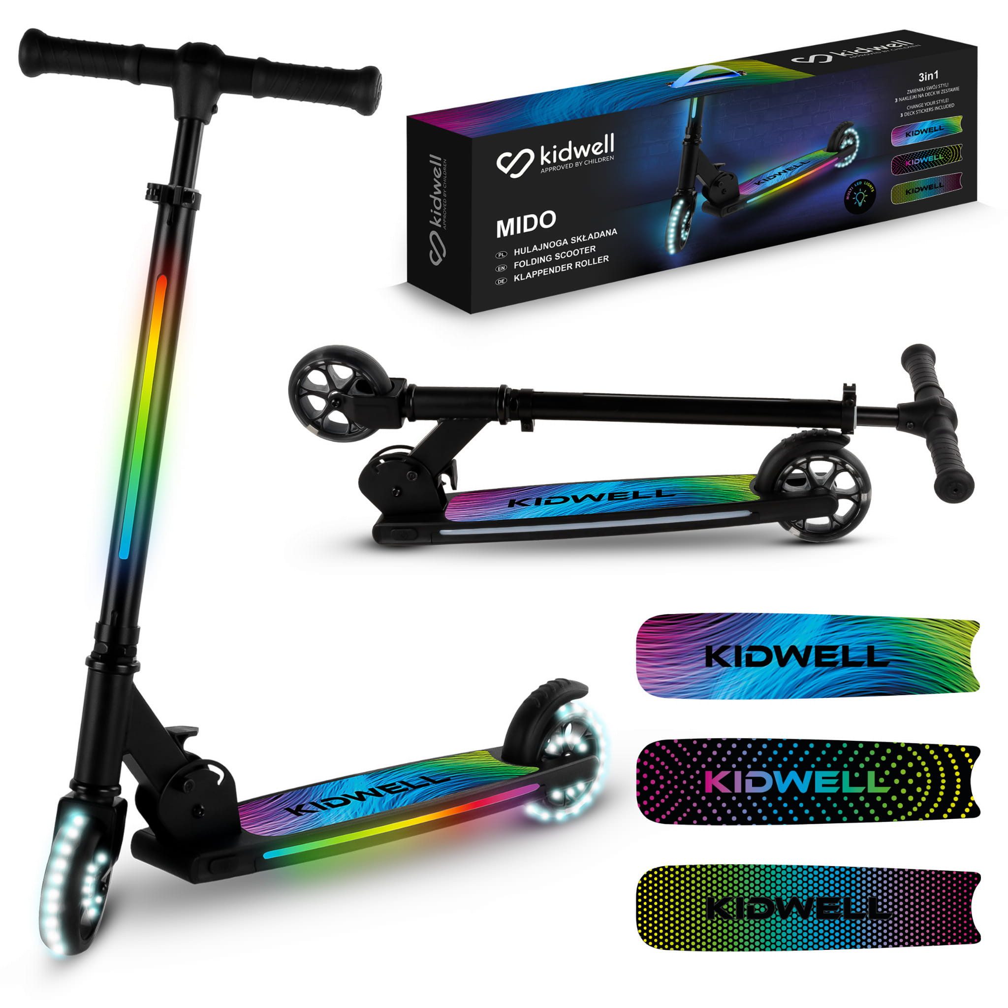 COIL Balance Scooter Kinderroller, Tretroller, Balance-Roller, Cityroller, ABEC-7-Lager, Anti-Rutsch-Plattform mit LED, Räder: PU von COIL