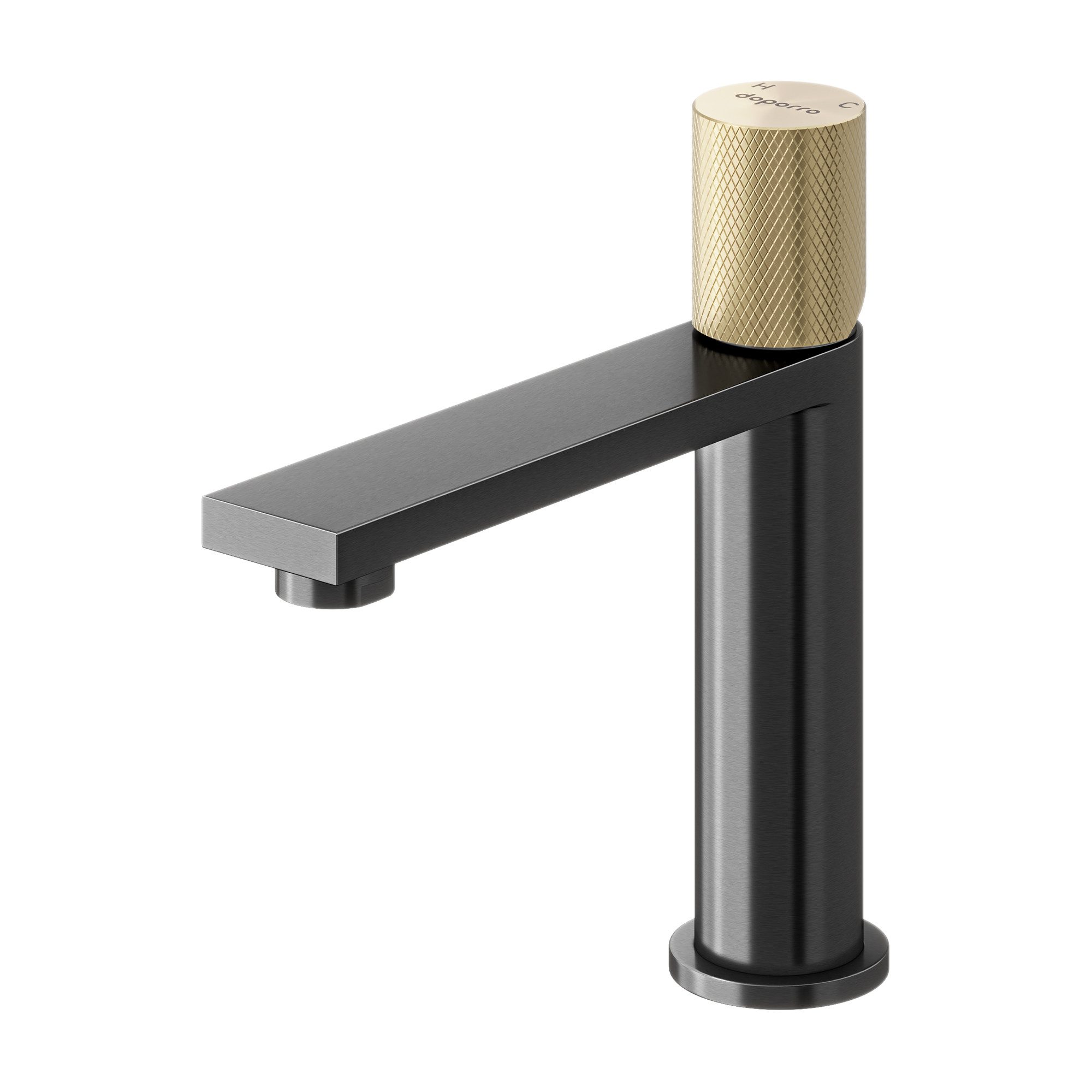 doporro Waschtischarmatur Wasserhahn Bad mit 107 mm Auslaufhöhe Edelstahlgehäuse Fino-01 Hochwertiger Edelstahlkörper mit PVD-Beschichtung