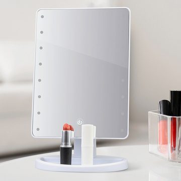 Retoo Kosmetikspiegel Kosmetikspiegel LED Schminkspiegel Tageslicht Drehbar Spiegel (set, LED-Spiegel in Weiß, Originalverpackung), Geschenkidee, weißes Finish, kompakt, stabiles Material, 360° Rotation