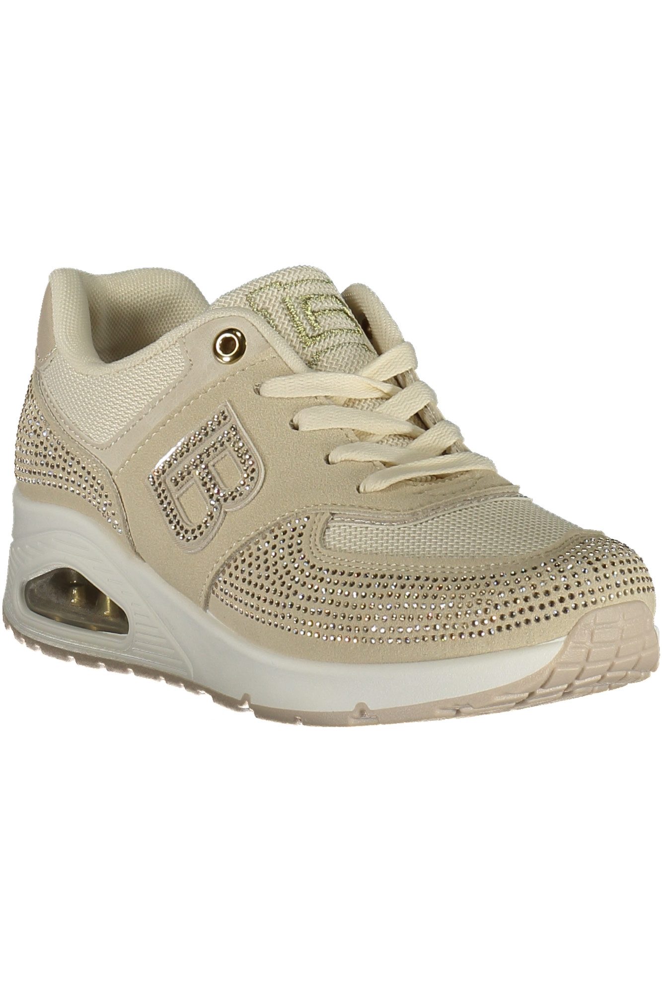 Laura Biagiotti Sneaker Eleganter Damensneaker Beige mit Strass und