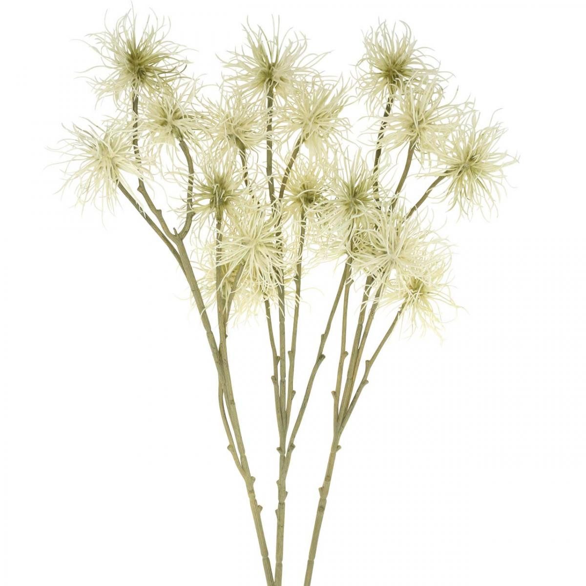 Kunstblume Xanthium Kunstblume Creme Herbstdeko 6 Blüten 80cm 3St künstliche