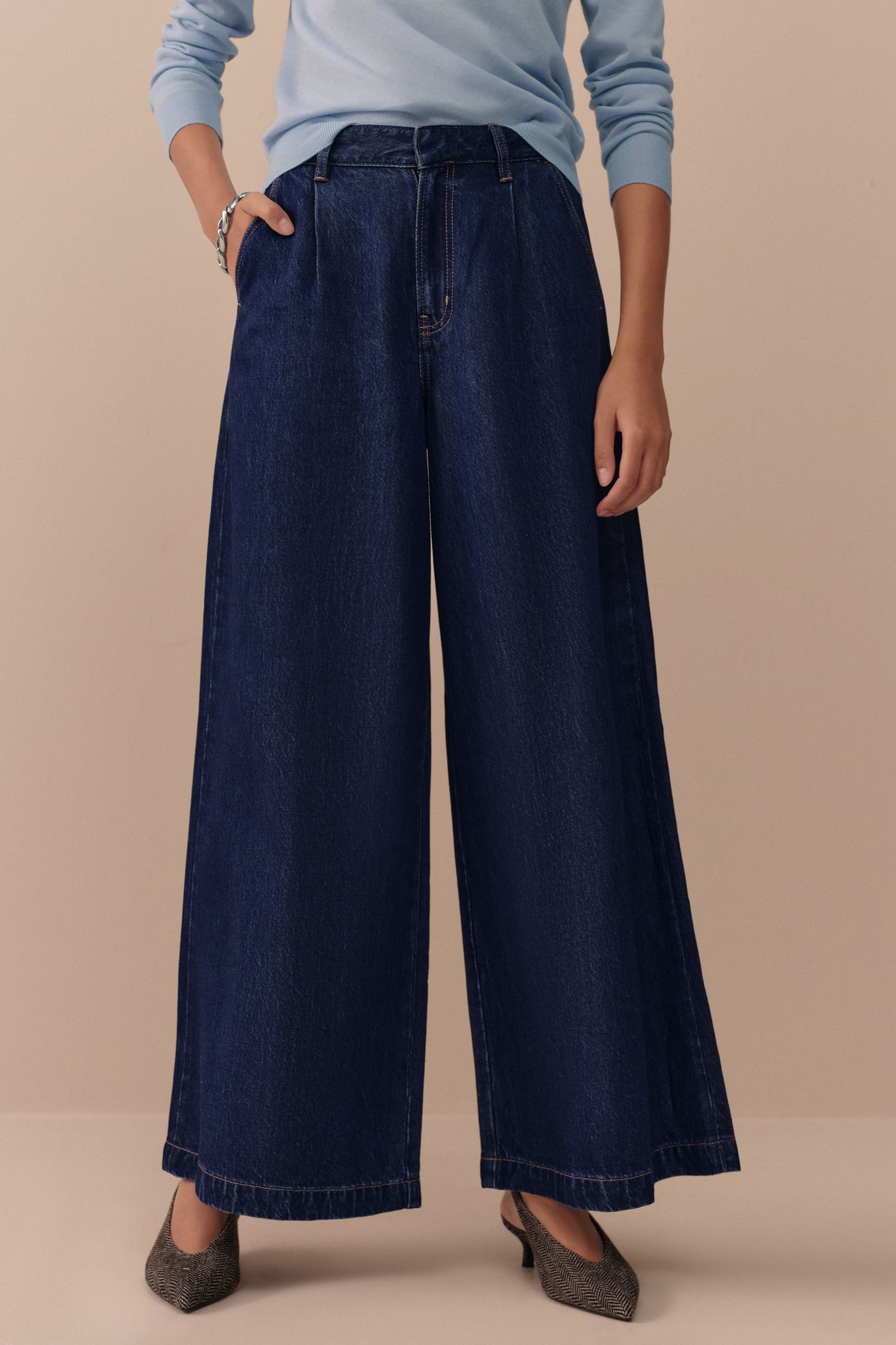 Next Weite Jeans N. Premium Palazzo-Jeans mit weitem Bein (1-tlg)
