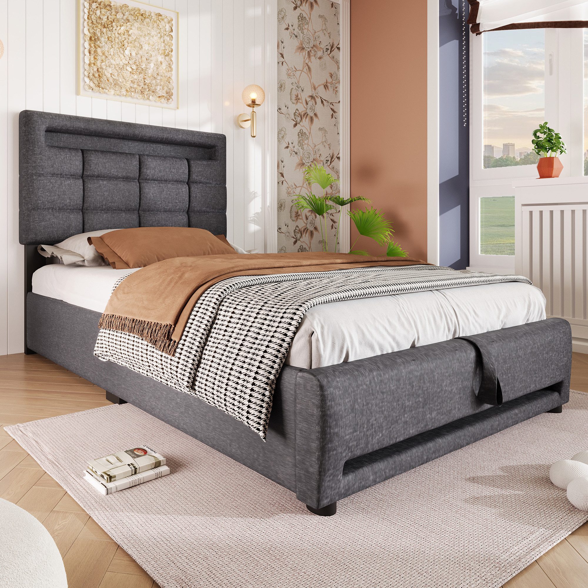 HAUSS SPOLE Polsterbett 90x200cm mit LED-Leuchten, günstig online kaufen