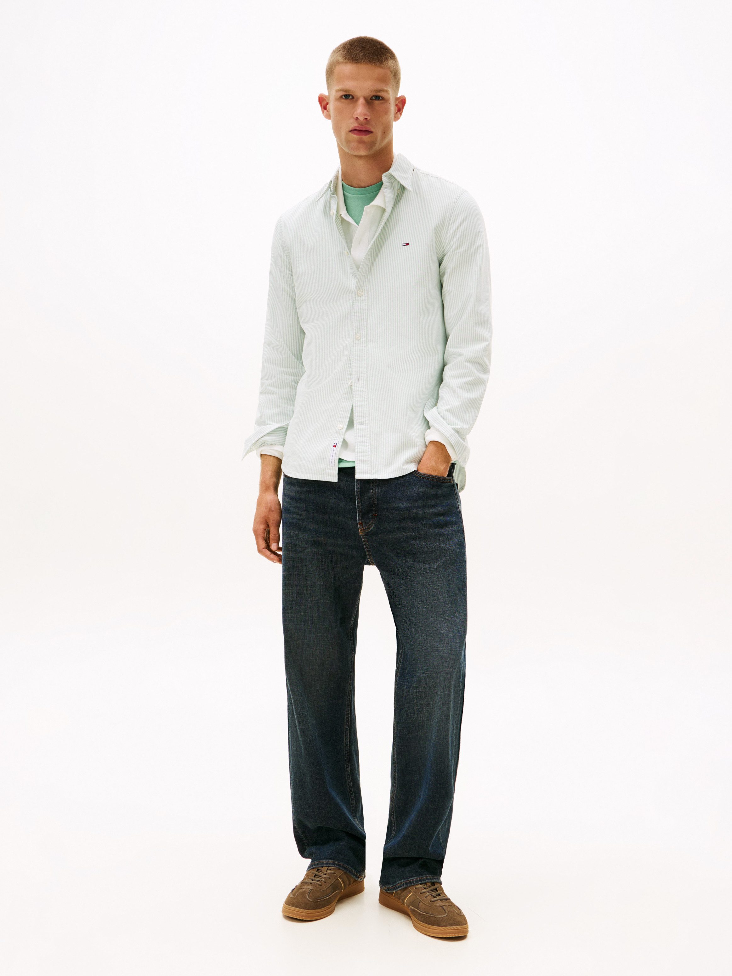 Tommy Jeans Langarmhemd TJM SLIM STRIPE OXFORD SHIRT EXT Mit Button-Down-Kragen
