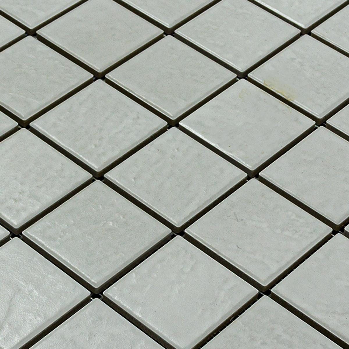 Mosafil Mosaikfliesen Keramikmosaik Fliesen Palazzia, Keramik 29.700x29.700, grau, Verlegefertig auf ein Netz geklebt - Frostsicher - Wasserdicht -