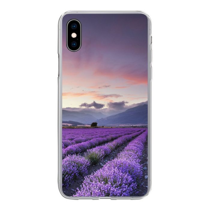 MuchoWow Handyhülle Sonnenuntergang über Lavendel Handyhülle Apple iPhone Xs Smartphone-Bumper Print Handy