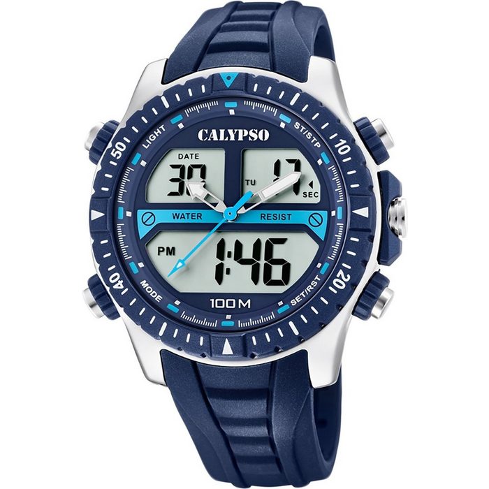 CALYPSO WATCHES Digitaluhr Calypso Herren Uhr K5773/2 (Armbanduhr) Herren Armbanduhr rund Kunststoff PUarmband blau Sport