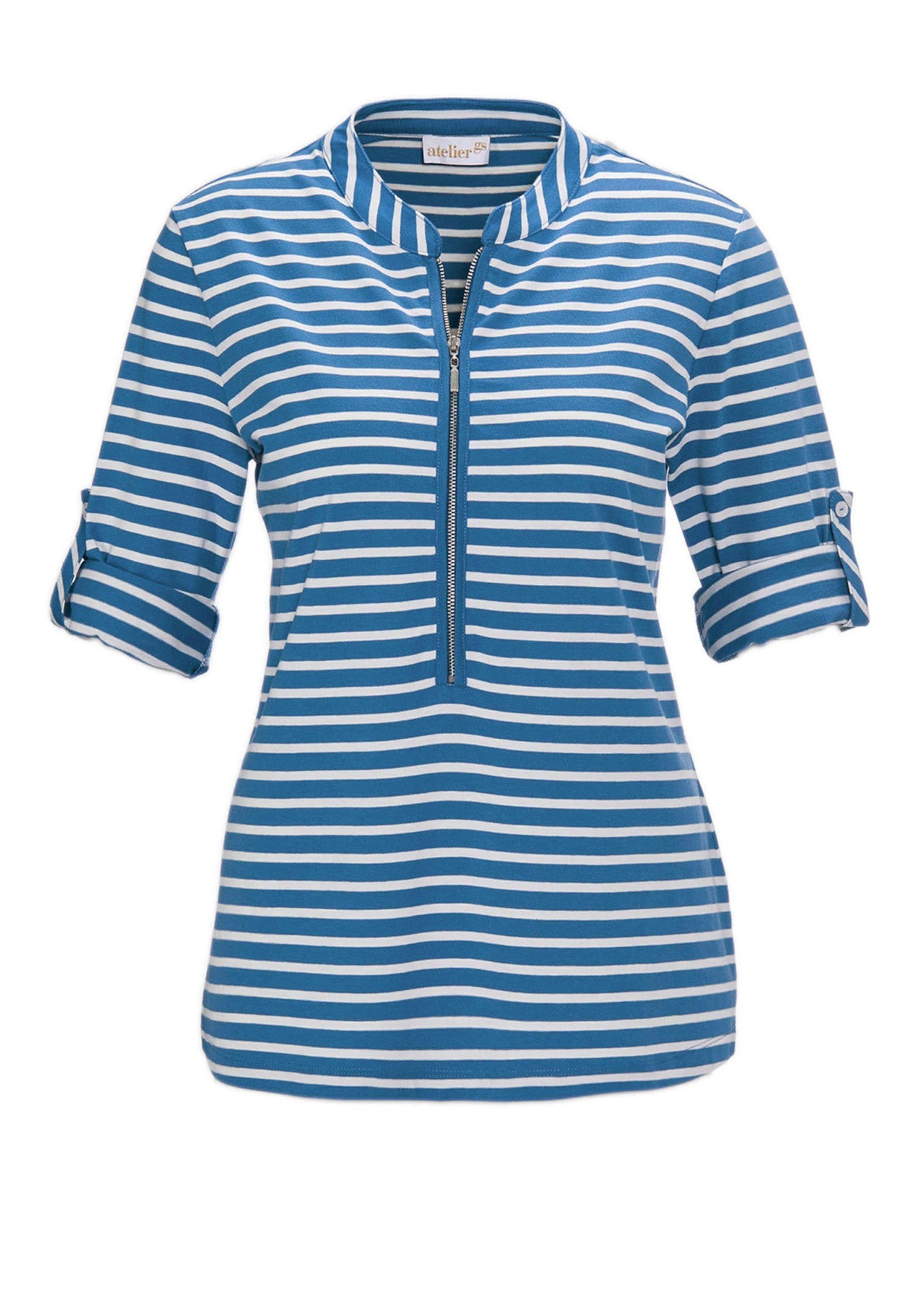 3/4-Arm-Shirt Sportives Ringelshirt in Longform