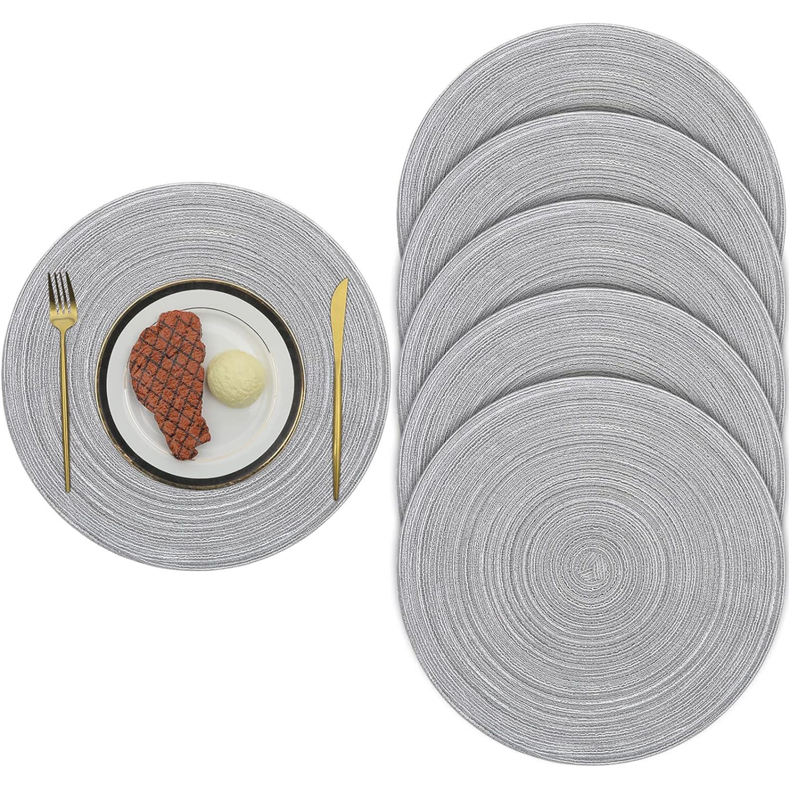 HAUSS SPOLE Platzset Platzsets 6er Set Baumwolle Hitzebeständig Waschbare rutschfest, (langlebig,hitzebeständig,abriebfest,Praktikabilität, 6-St), für den täglichen Gebrauch, Familienessen, Hochzeitspartyusw.