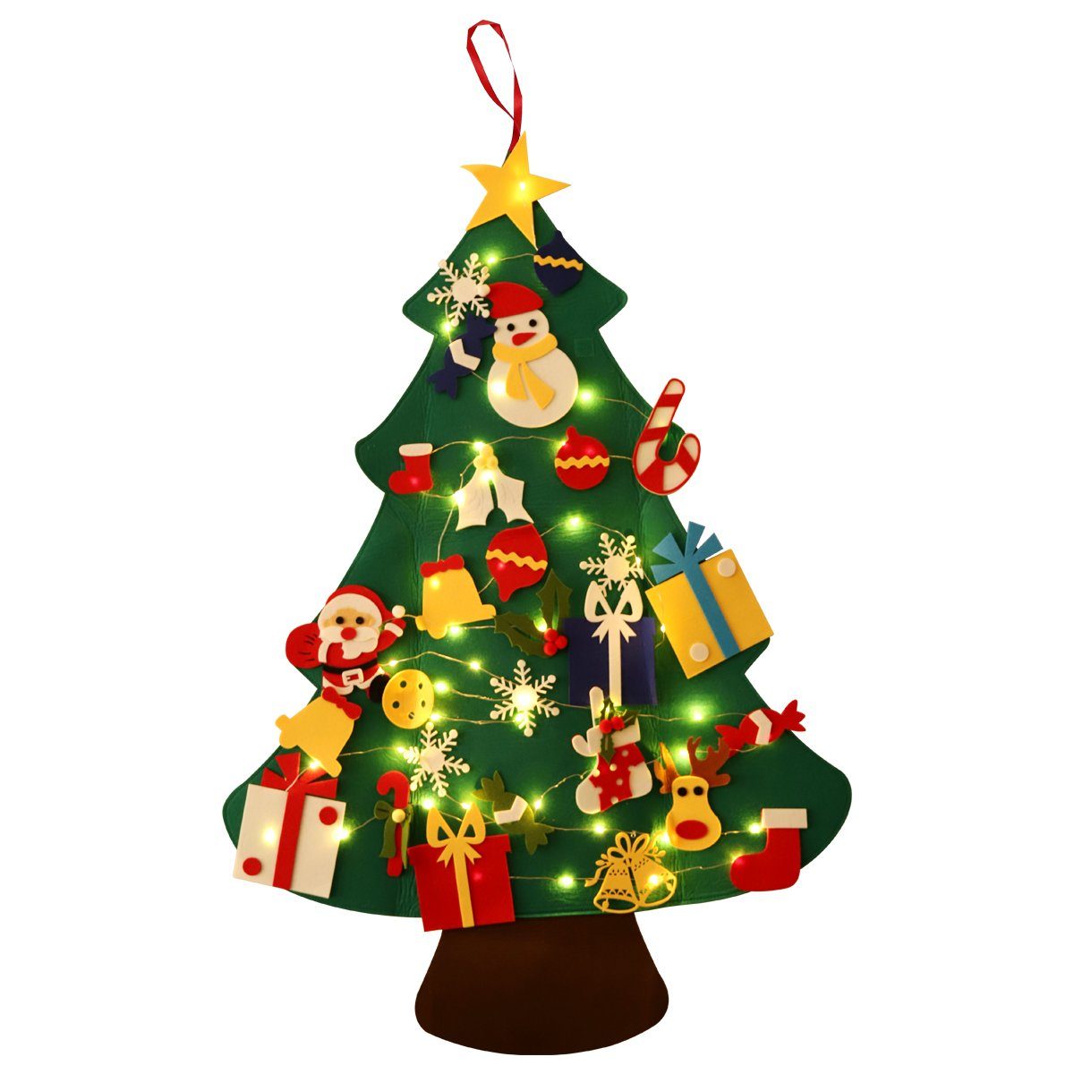 Salcar Künstlicher 5m und Dekorationen Weihnachtsbaum DIY 1m Weihnachtsbaum Filz mit 30 Lichterkette