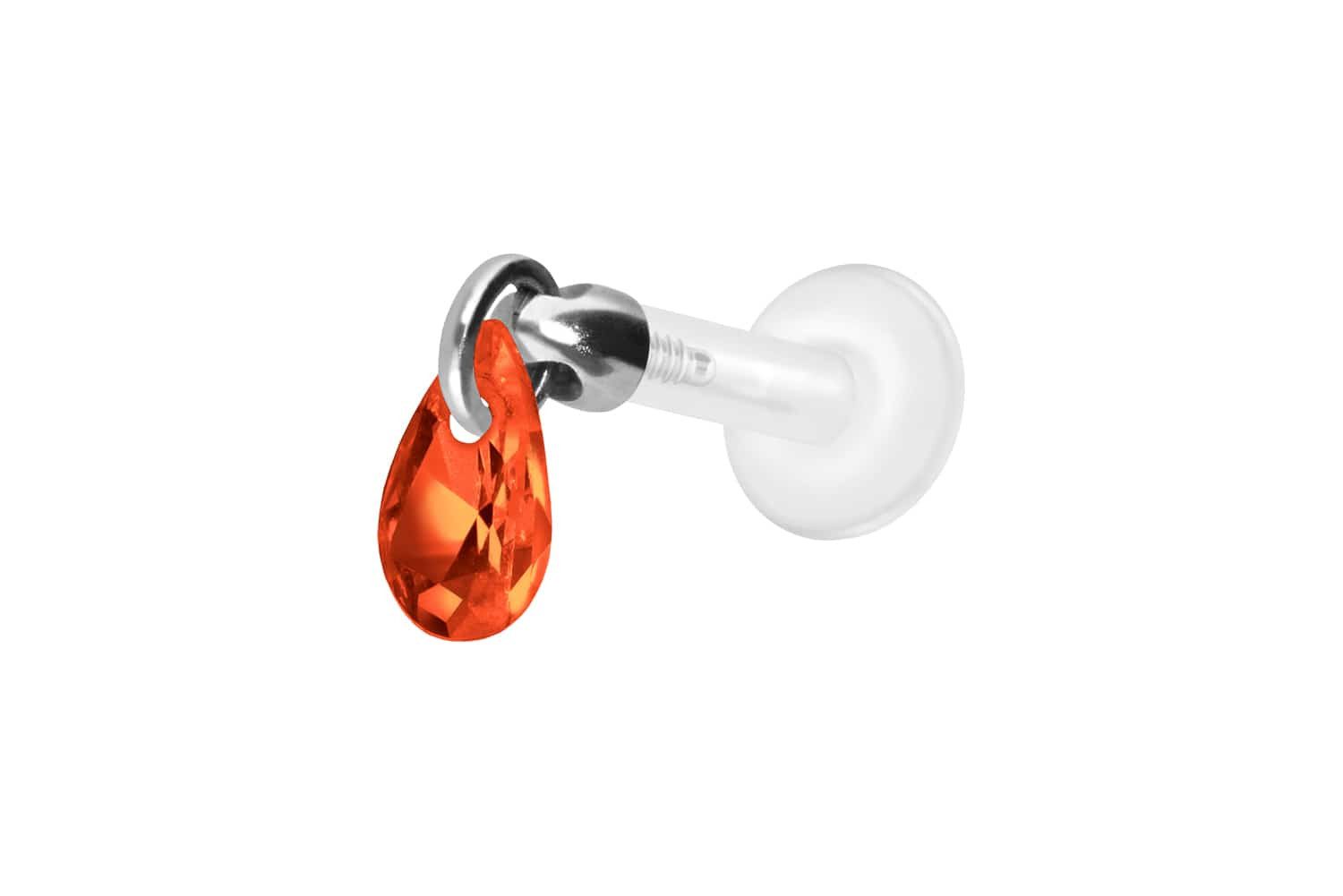 PIERCINGLINE Piercing-Set PTFE Labret mit Innengewinde + Titan-Aufsatz KRISTALLTROPFEN (Labrets, 1-tlg)