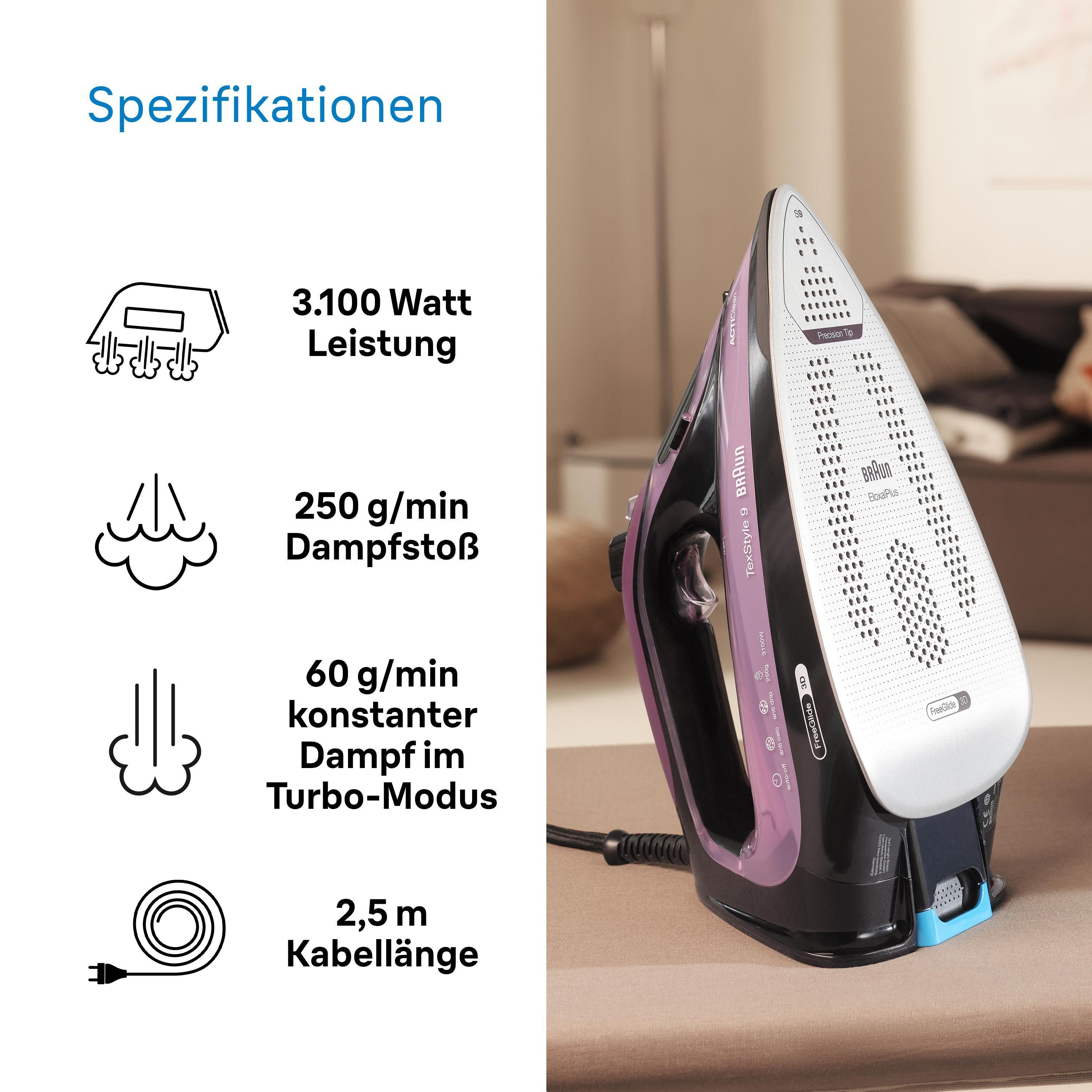 Braun Dampfbügeleisen Dampfbügeleisen 3100W mit 250g/min Dampf, 330ml – Bild 4 von 5