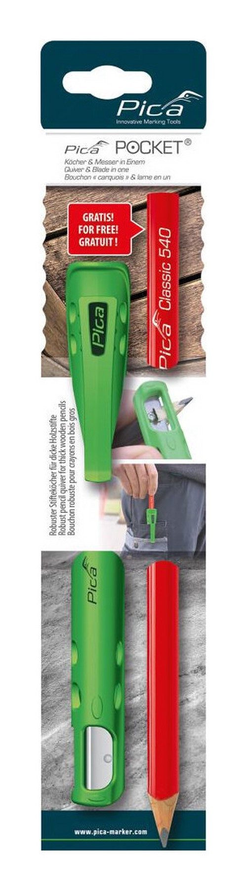 Pica Bleistift, Pocket inkl.1 Zimmermannstift