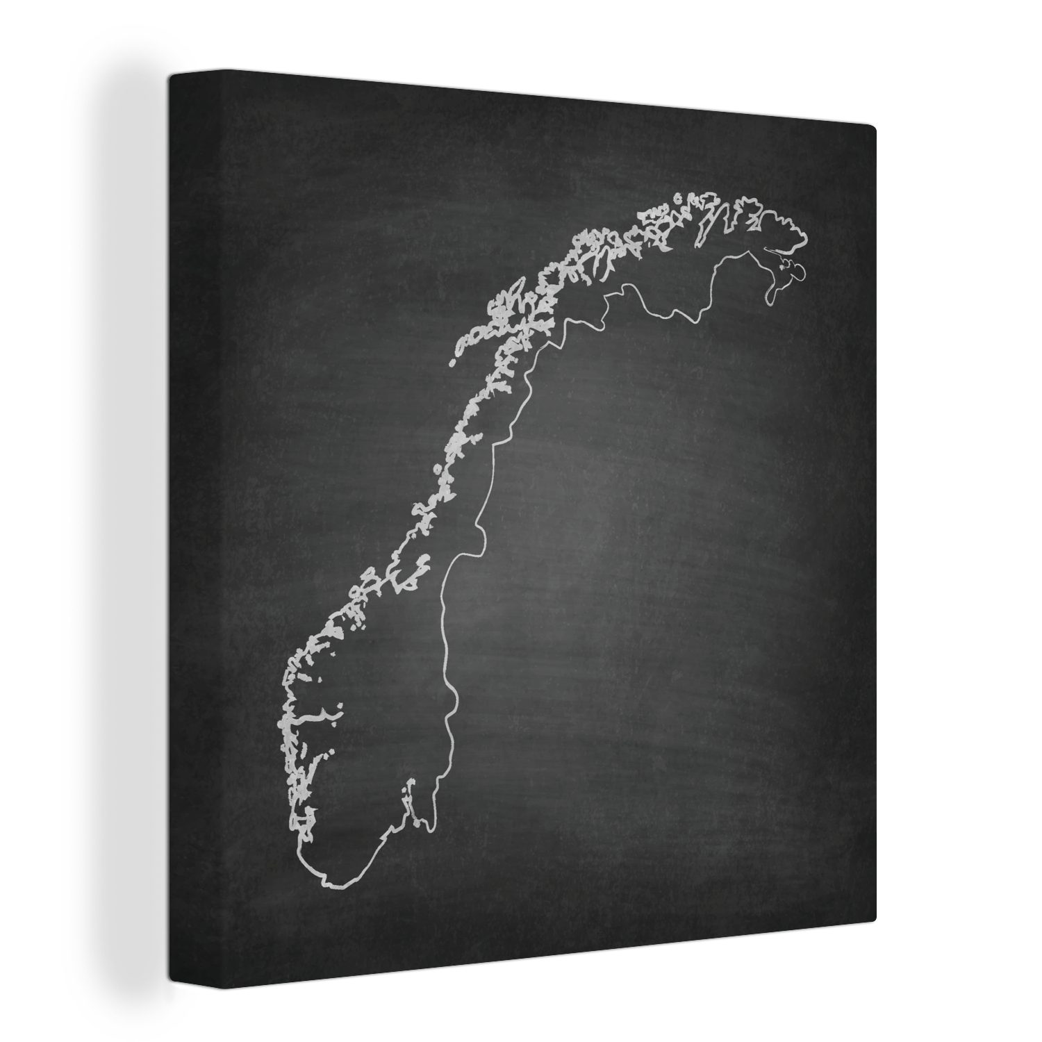 OneMillionCanvasses® Leinwandbild Schlafzimmer auf Norwegen Bilder in einer von (1 Illustration Schwarz-Weiß Leinwand Kreidetafel, für Wohnzimmer St)