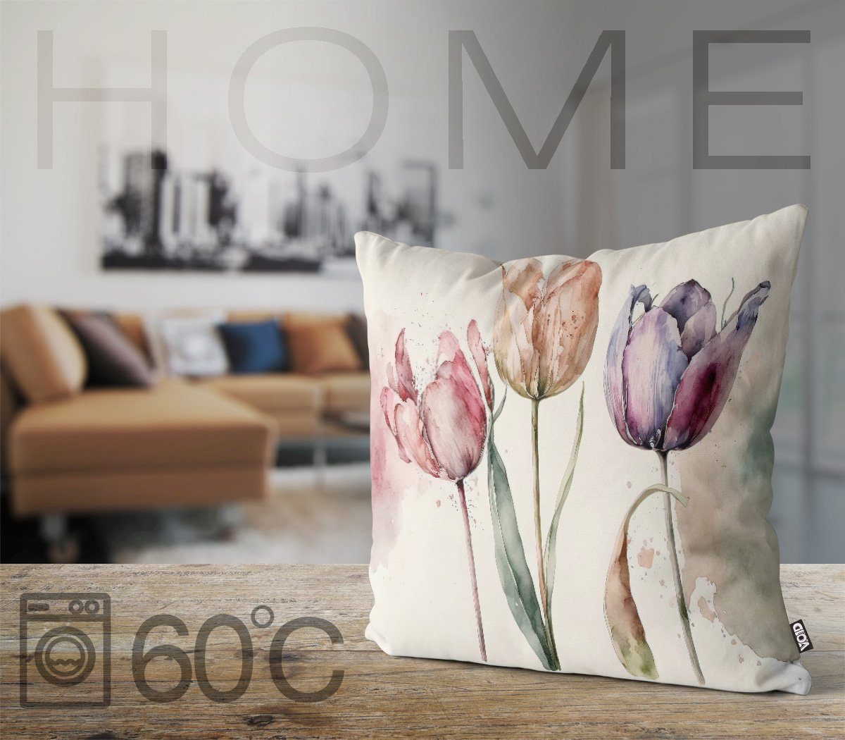 VOID Kissenbezug, (1 Stück), Tulpen Malerei Blumen Blumenstrauß blumen frühling sommer blumenstrau