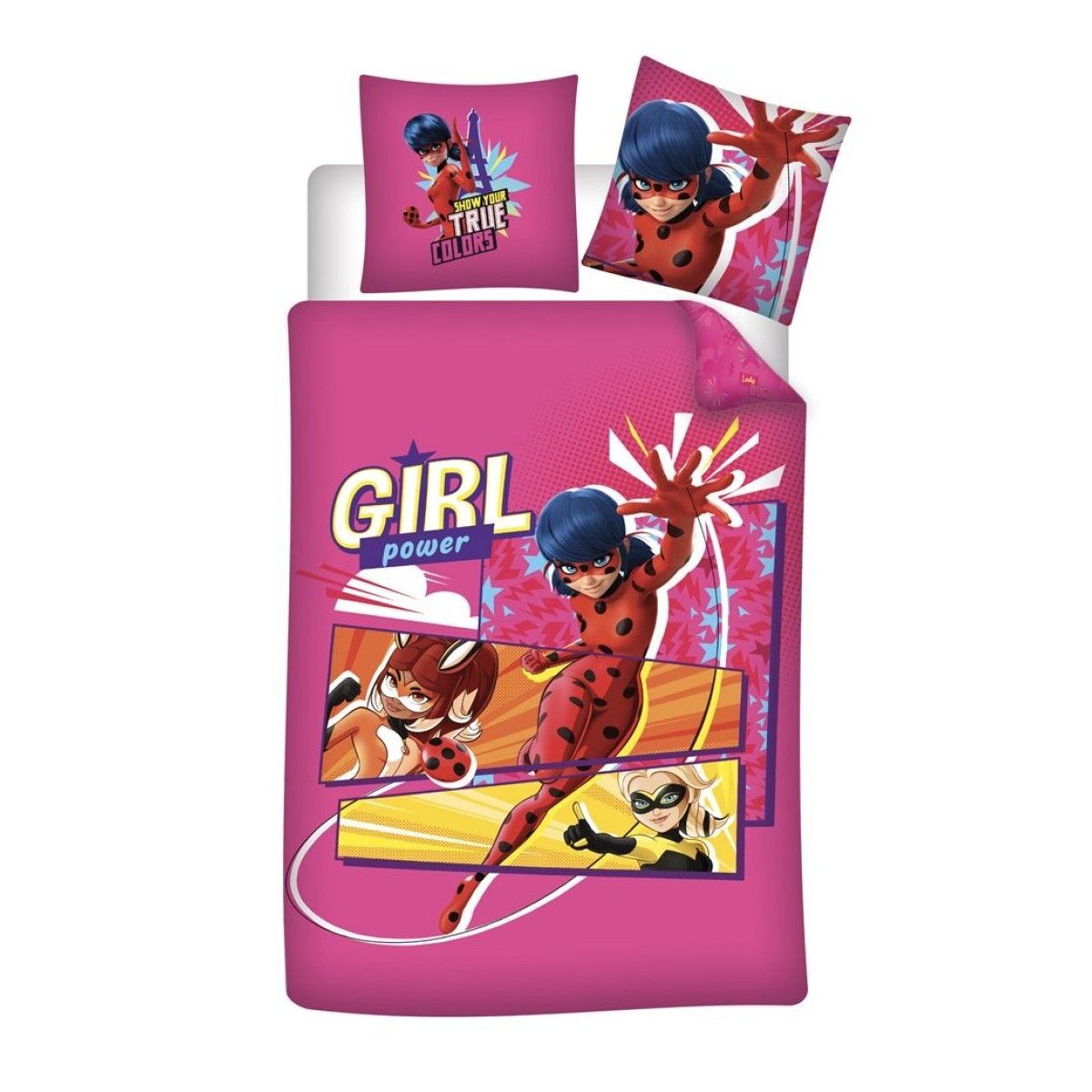 Miraculous - Ladybug Bettwäsche Miraculous Ladybug Kinderbettwäsche140x200 cm 65x65cm, 100% Baumwolle