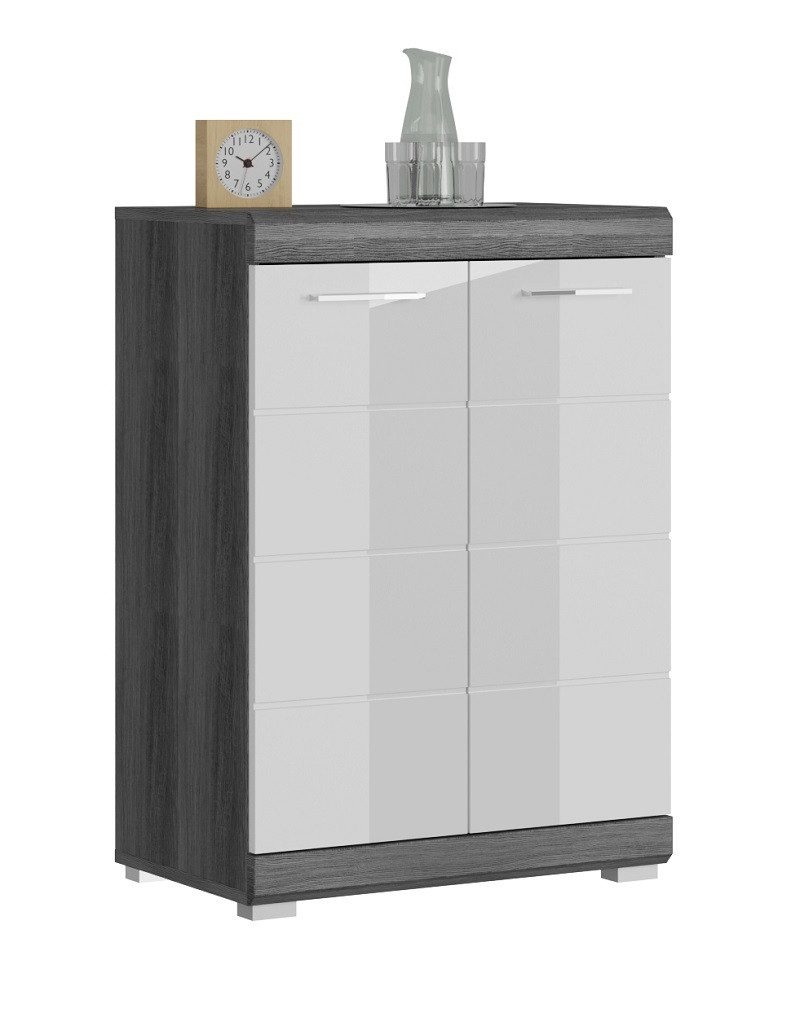 xonox.home Sideboard Sideboard Kommode Scout 4, weiß Hochglanz / rauchsilber