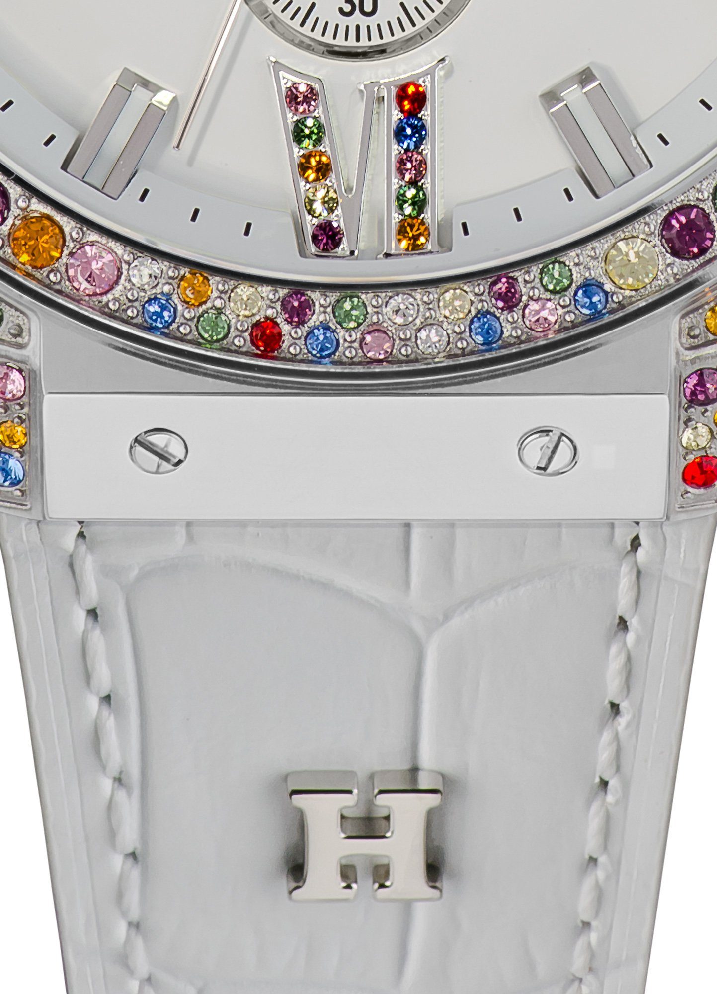 HAEMMER GERMANY Chronograph EMINENT WHITE SWAN, E-006, Quarzuhr, Damenuhr, Datum, Stoppfunktion, Saphirglas, Lederarmband