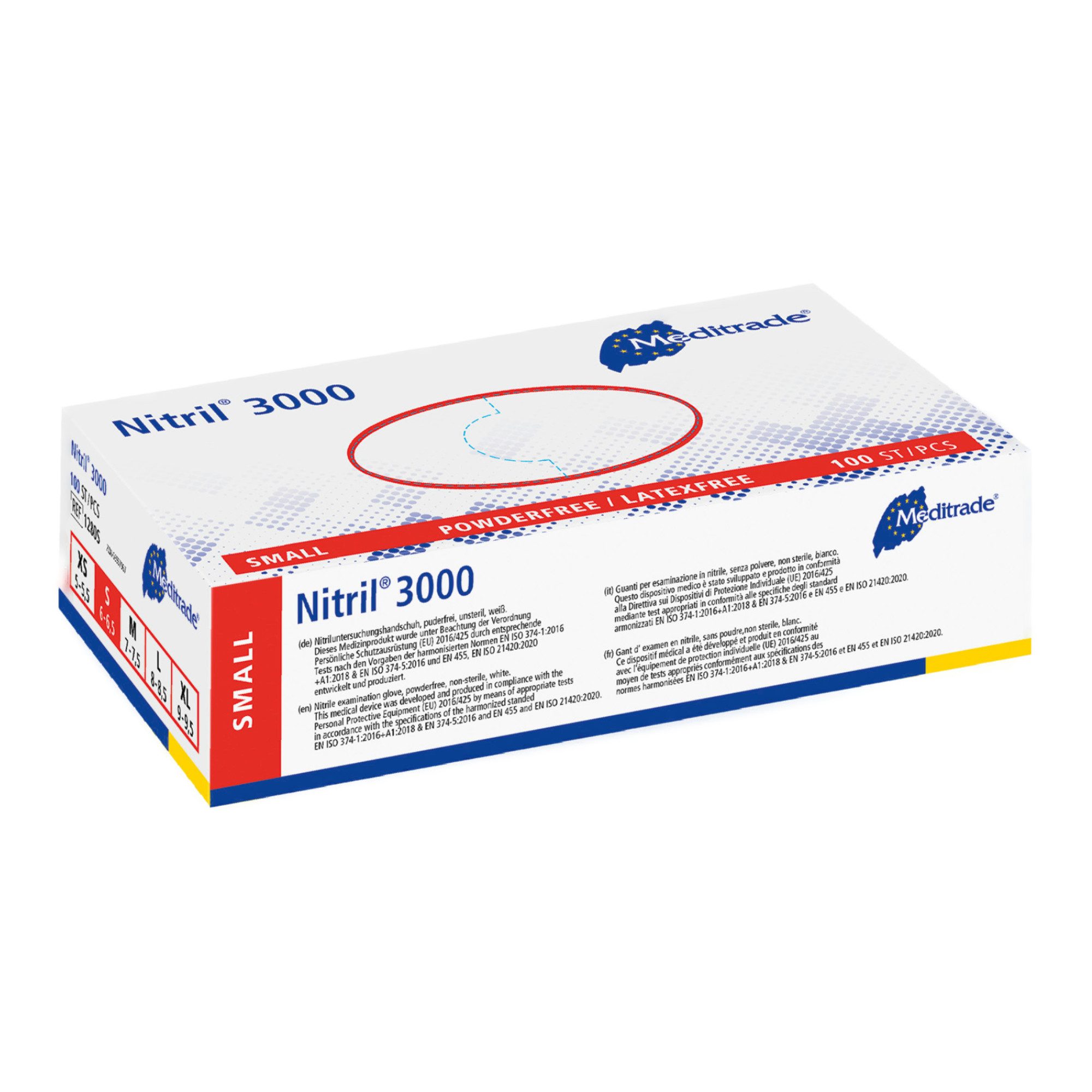 MediTrade Nitril-Handschuhe Meditrade - Einmalhandschuh Nitril® 3000 - weiß (100-St)