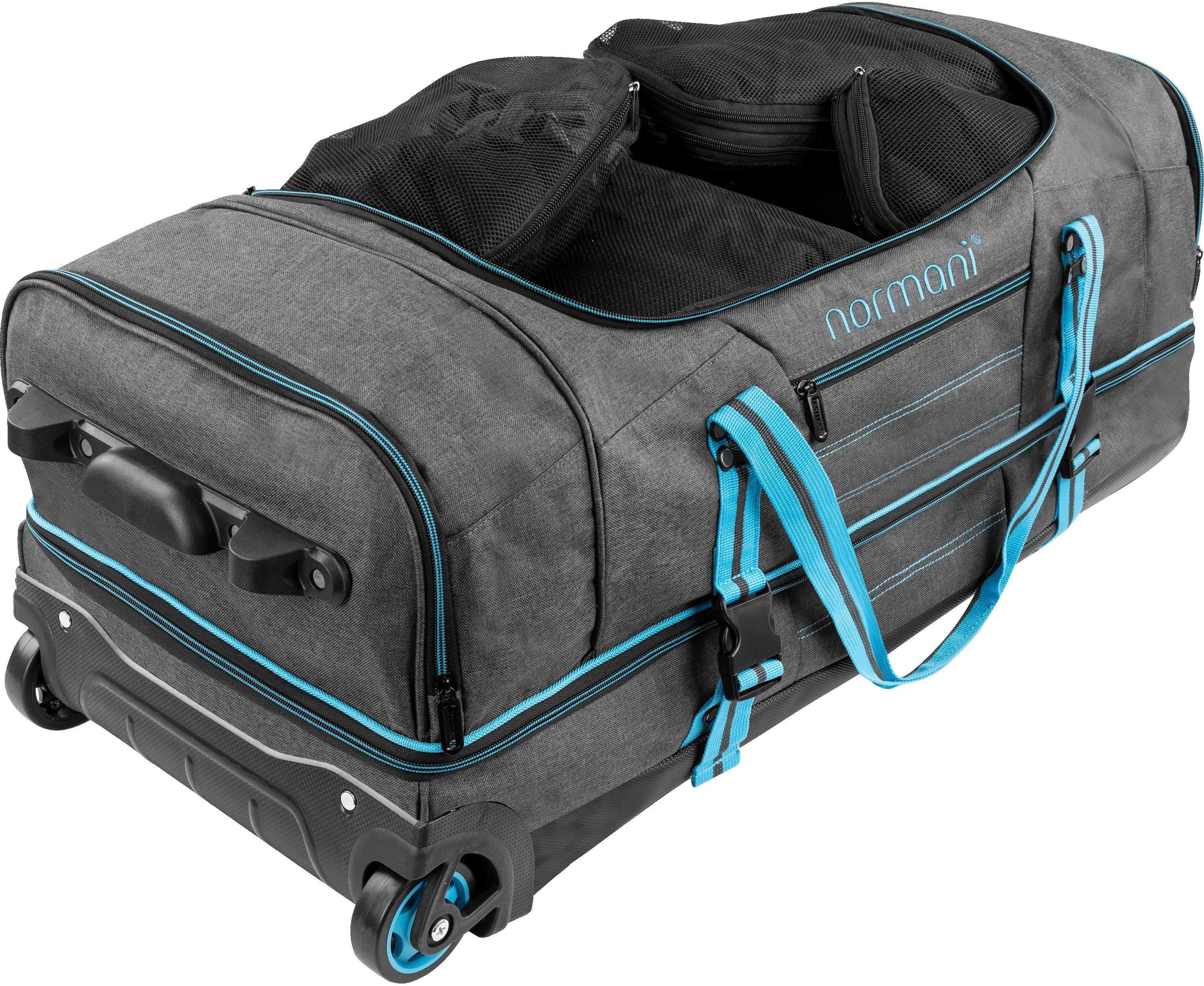 normani Reisetasche Reisetasche mit Rollen 90 L Reisetasche Blau Liter mit Kleidertaschen, Urlaubstasche mit 90 4 Rollen