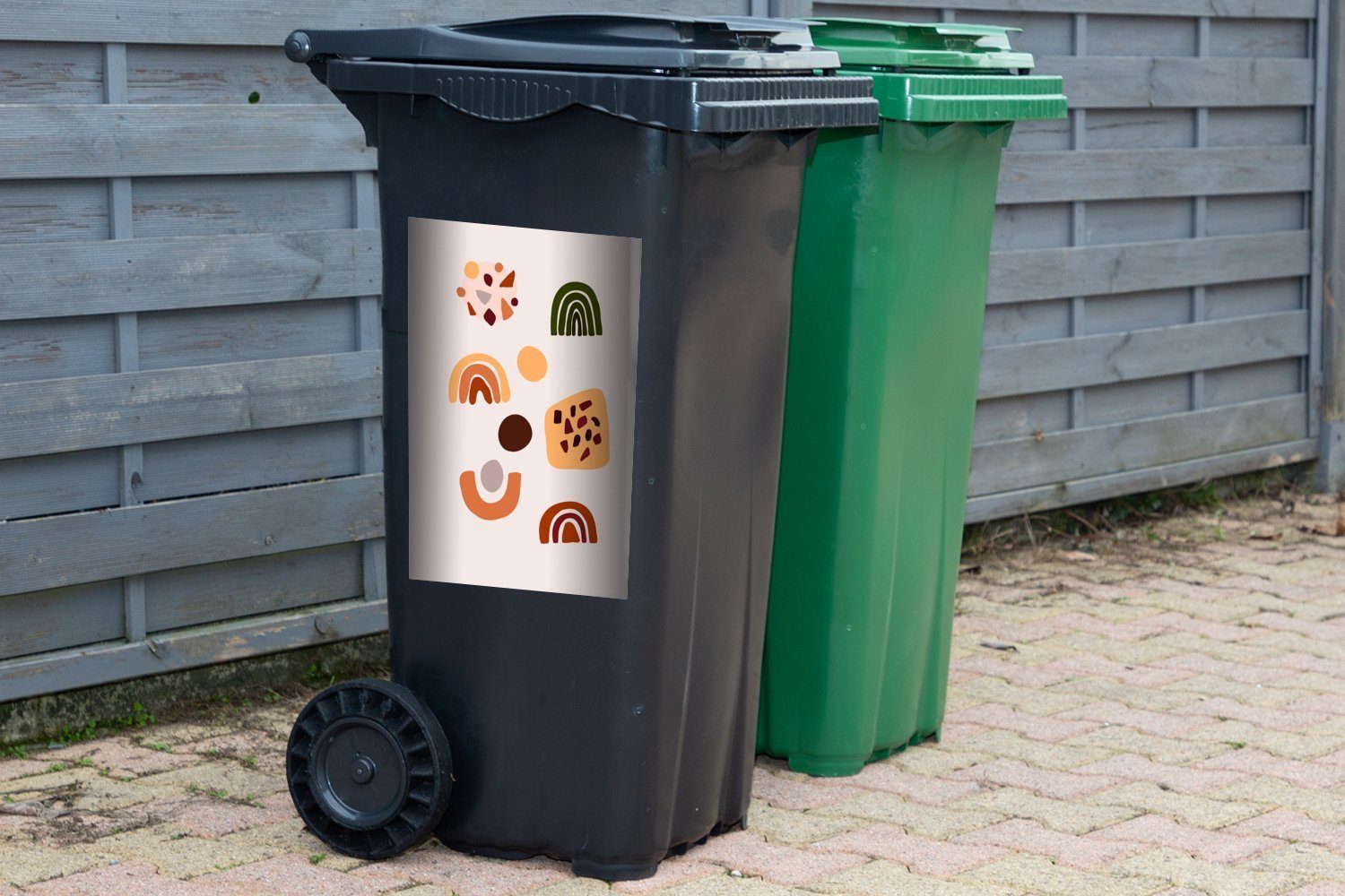 Mülleimer-aufkleber, Wandsticker St), - (1 Mülltonne, Abfalbehälter - Container, MuchoWow Design Winter Sticker, Abstrakt