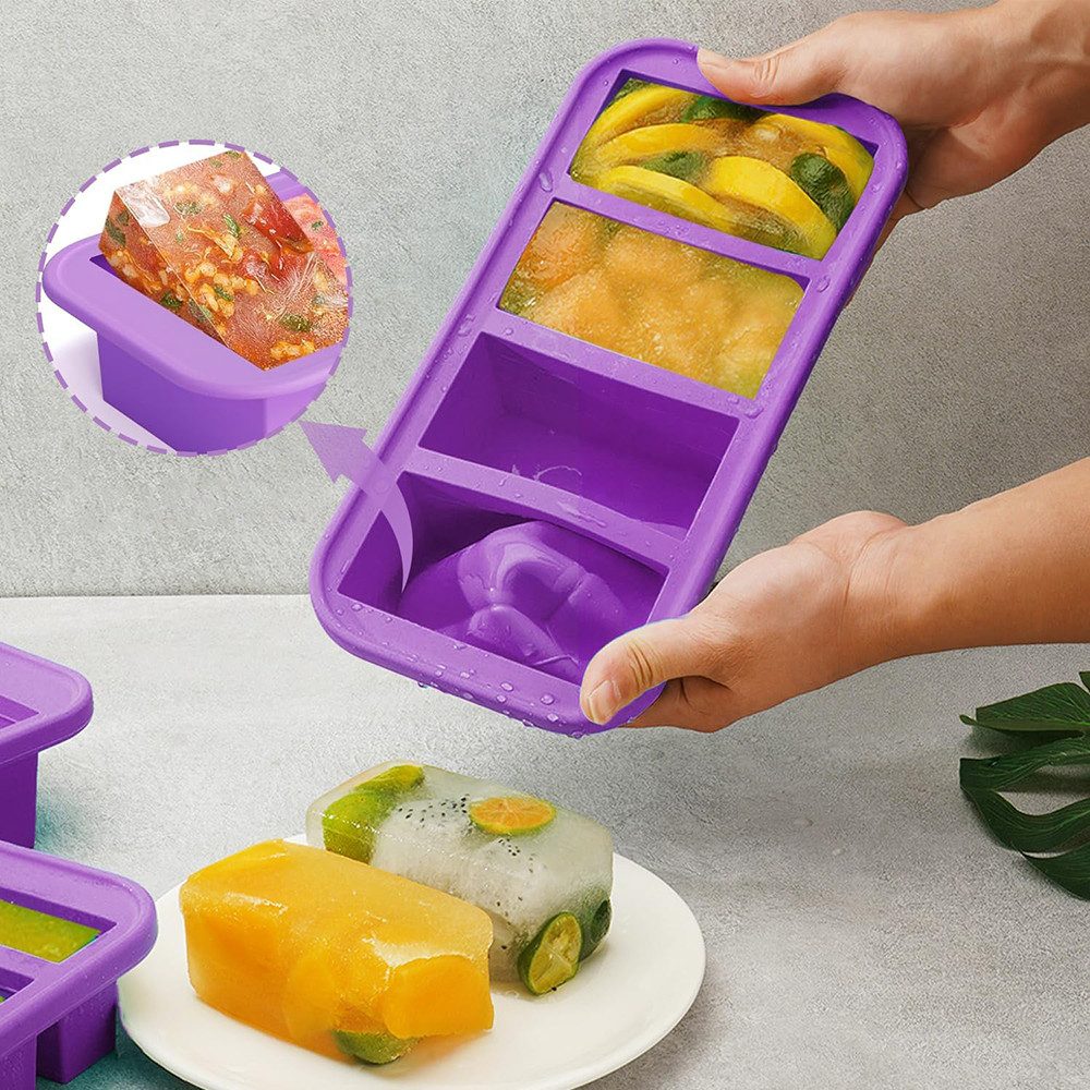 JASLIFE Eiswürfelform Silikon-Gefrierbehälter mit Deckel, Portionierer für Suppe & Soßen, (6-tlg) – Bild 5 von 5