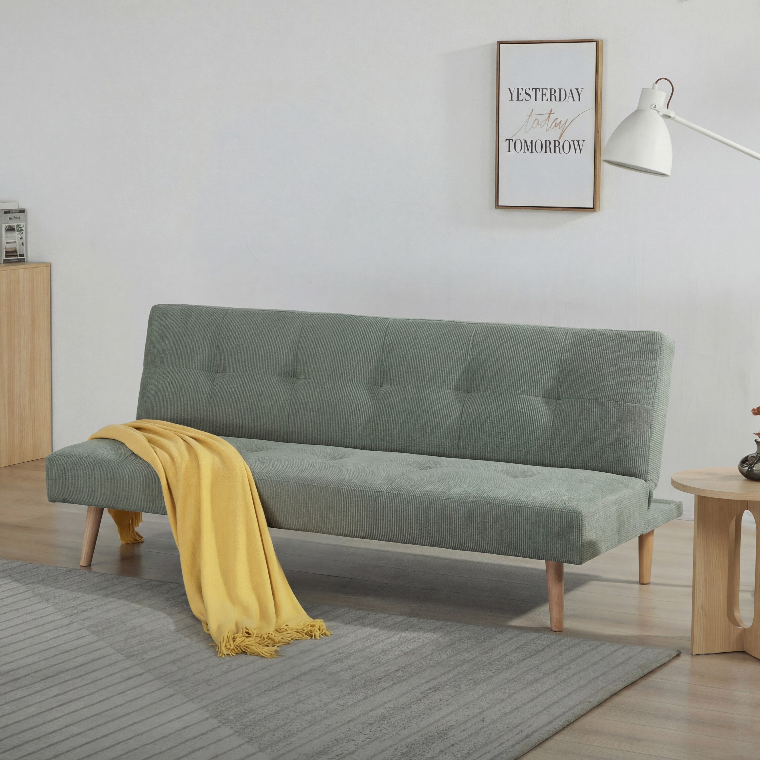 SteeLong Sofa Umwandelbares Sofabett, Schlafsofa, Massivholz, multifunktional, Grün, 1 Teile, Hochwertiger getufteter Stoff, multifunktional für Wohnzimmer