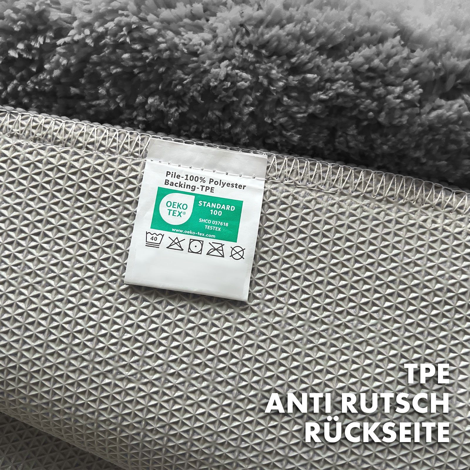 Kubus Badematte Karat Rechteckig, Badteppich, Extrem weicher & dichter Hochflor, Höhe 30 mm, rutschhemmende Latexbeschichtung, Polyester, Polyester, Waschmaschinenfest