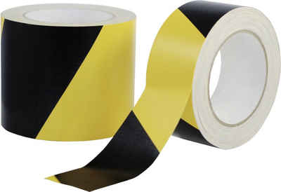 König Werbeanlagen Montagezubehör Gewebewarnband, Zellwollgewebe, PE beschichtet, gelb/schwarz, 100 mm x 50 m