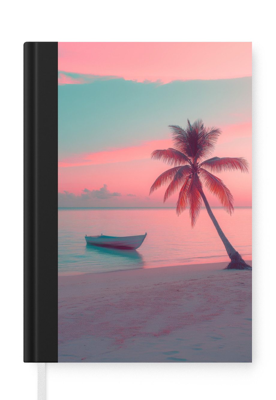 MuchoWow Notizbuch Meer - Boot - Sonnenuntergang, Notebook, Notizblock a5, Tagebuch, Journal Liniert