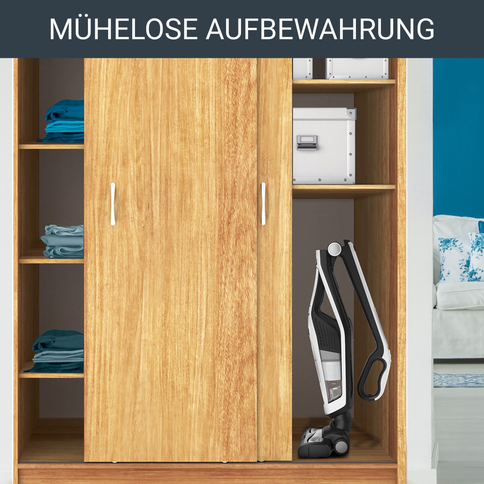 Rowenta Akku-Stielstaubsauger Dual Force 2-in-1, mühelose Aufbewahrung, klappbarer Griff, LED-Düse, beutellos, besonder leicht, langlebige Batterie, 2 Geschwindigkeiten, RH6737