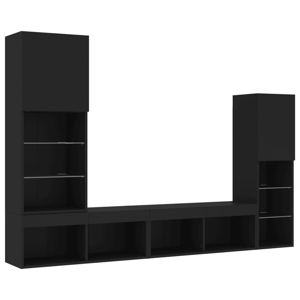 vidaXL TV-Wand 4-tlg. Wohnwand mit LED-Beleuchtung günstig online kaufen