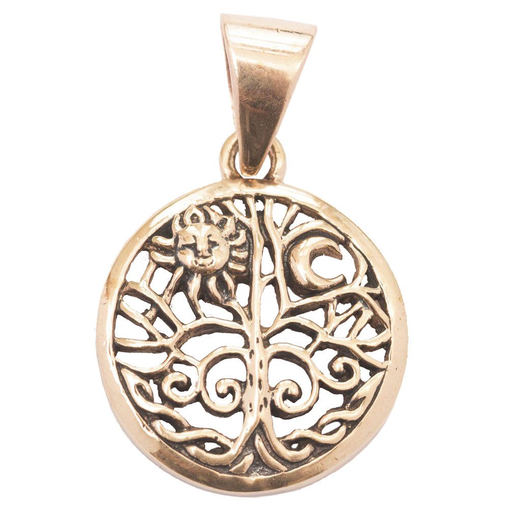 Kettenanhänger Bronzeanhänger Sonne im Lebensbaum - Lebensbaum - 26x17mm