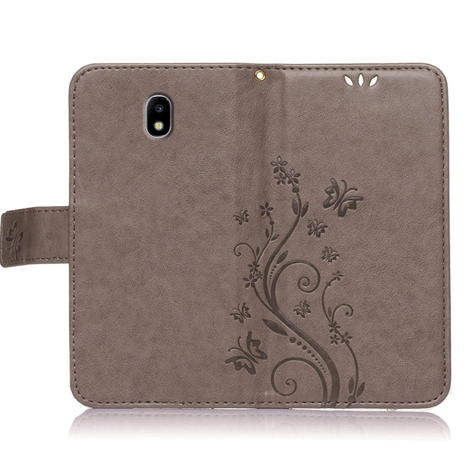 Numerva Handyhülle Bookstyle Flower für Samsung Galaxy J3 2017, Handy Tasche Schutzhülle Klapphülle Flip Cover mit Blumenmuster