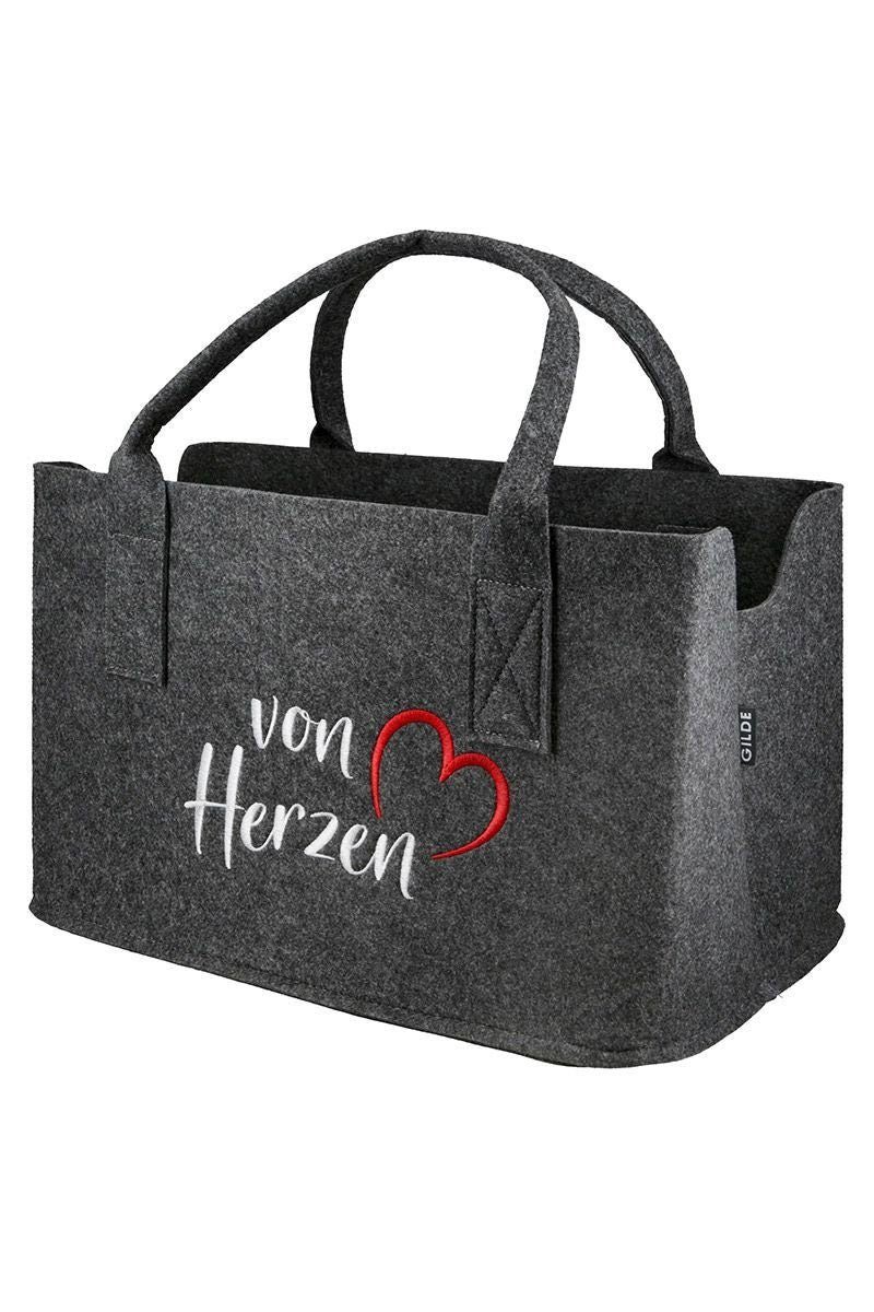 GILDE Shopper MF Filztasche Von Herzen Shopper Tragetasche, Handtasche, Geschenk, Ei