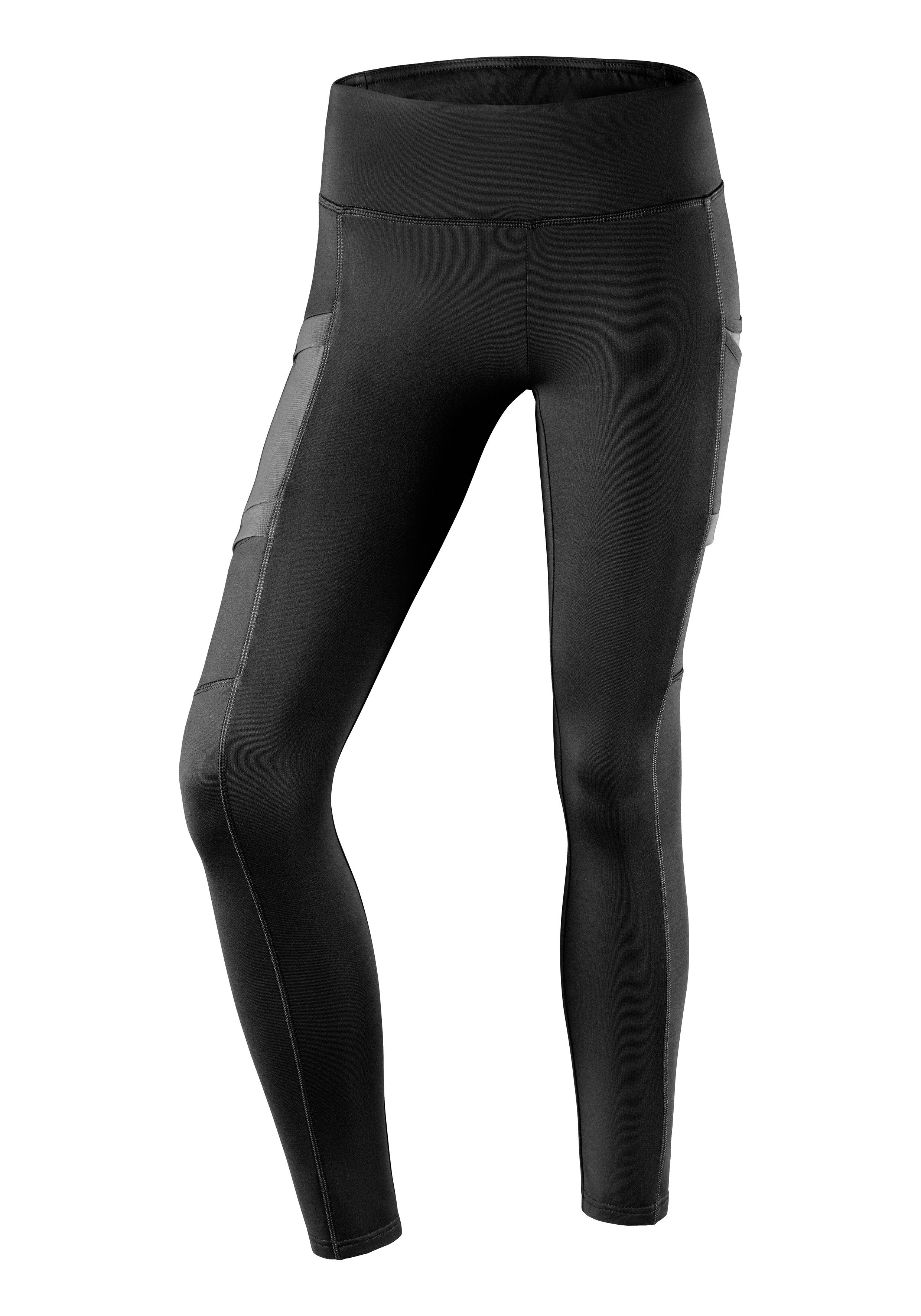 ACTIVE ; schwarz Taschen Thermo-Trekkinghose Leggings LASCANA praktischen Lauftights mit Hybrid