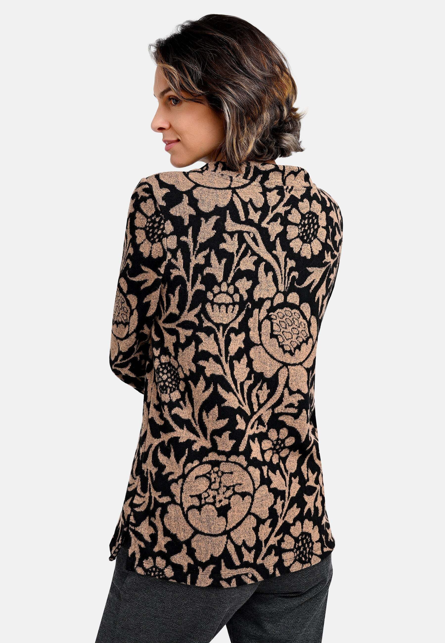 BICALLA T-Shirt Strick-Shirt mit Jacquard-Muster in Braun/Schwarz (1-tlg) günstig online kaufen